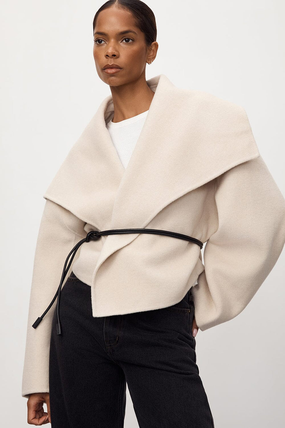 LUCIA BONE CROPPED WOOL BLEND TRENCH COAT Clothing DISSH Boutiques 4 BONE 