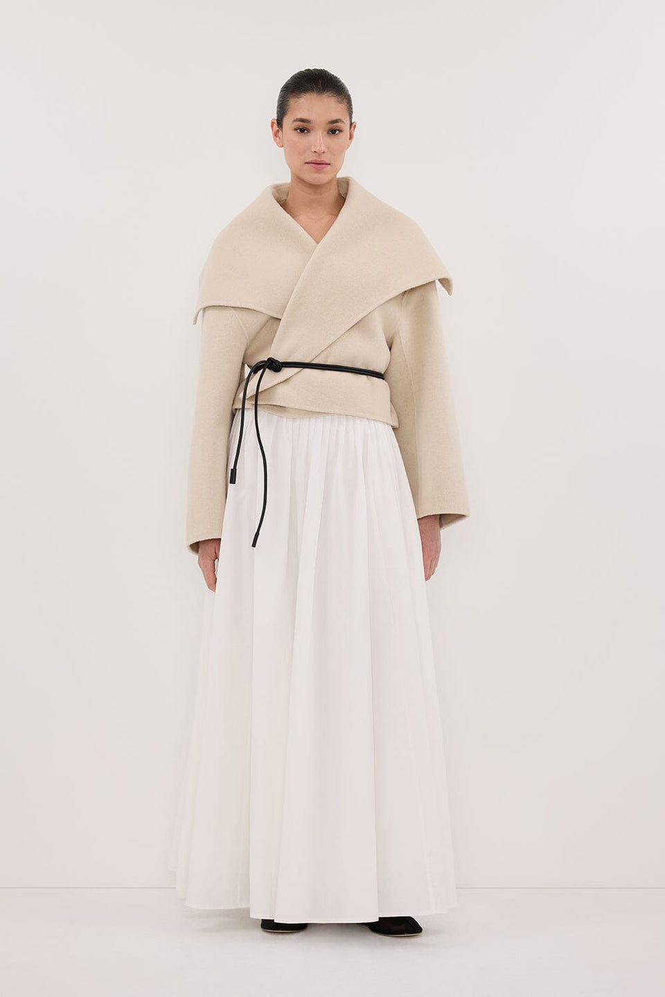 LUCIA BONE CROPPED WOOL BLEND TRENCH COAT Clothing DISSH Boutiques 