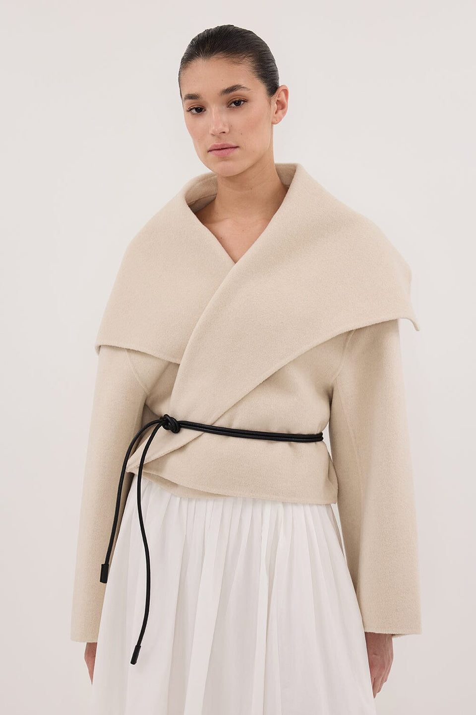 LUCIA BONE CROPPED WOOL BLEND TRENCH COAT Clothing DISSH Boutiques 