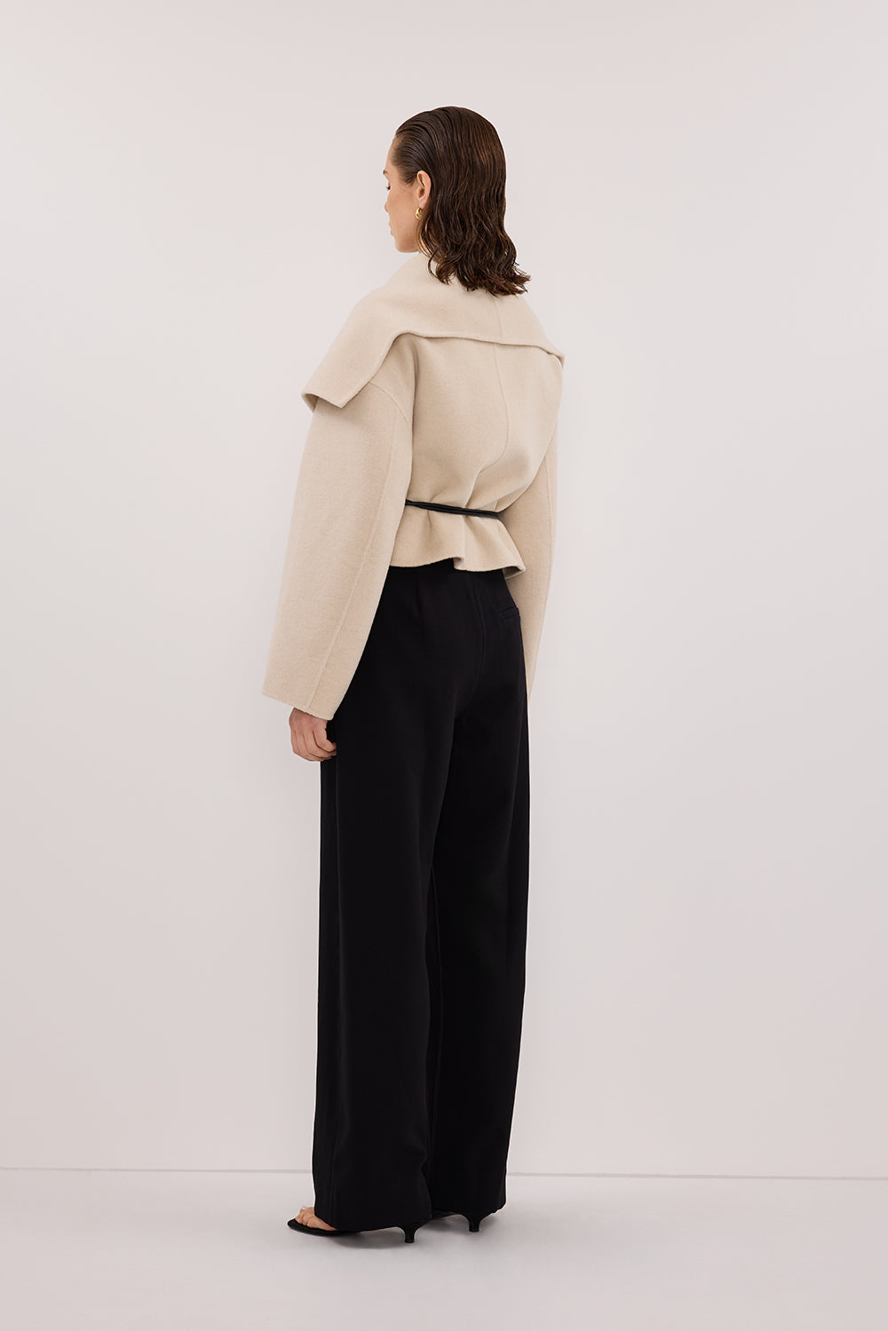 LUCIA BONE CROPPED WOOL BLEND TRENCH COAT