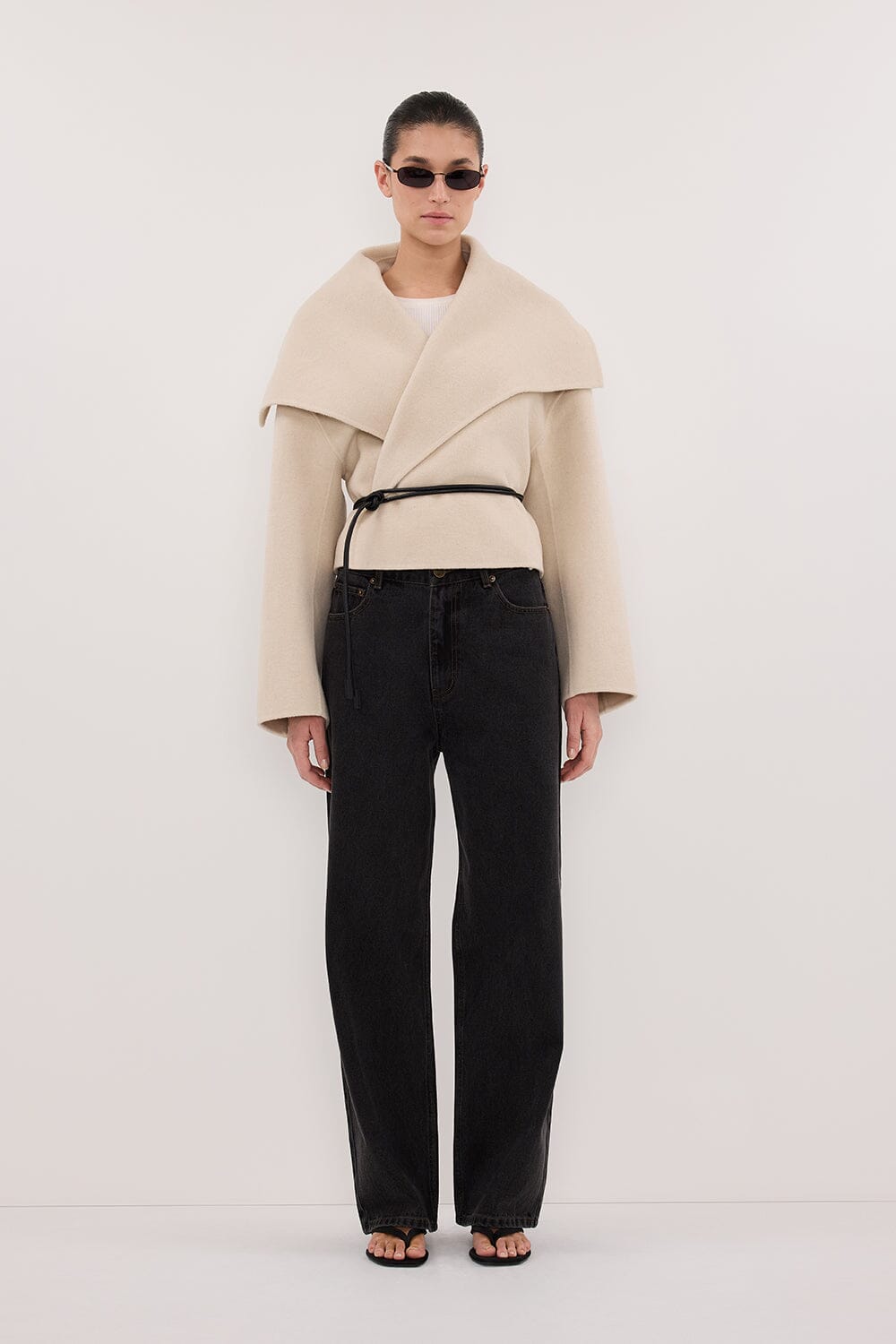 LUCIA BONE CROPPED WOOL BLEND TRENCH COAT Clothing DISSH Boutiques 