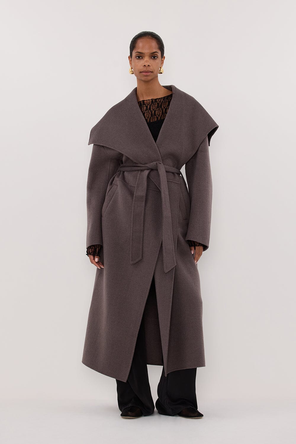 LUCIA TURKISH COFFEE OVERSIZED MARLE COAT Clothing DISSH Boutiques 