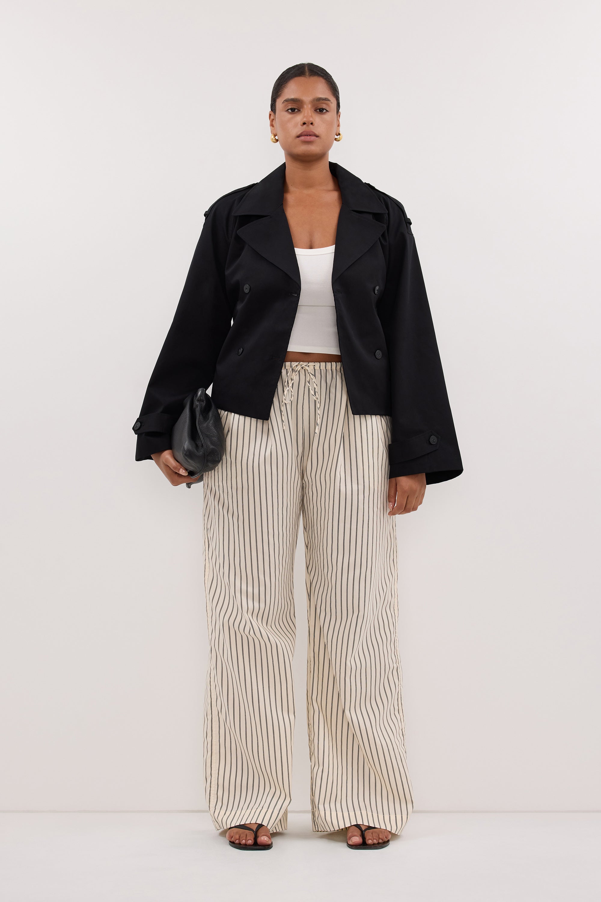 GABRIEL BLACK CROPPED TRENCH COAT