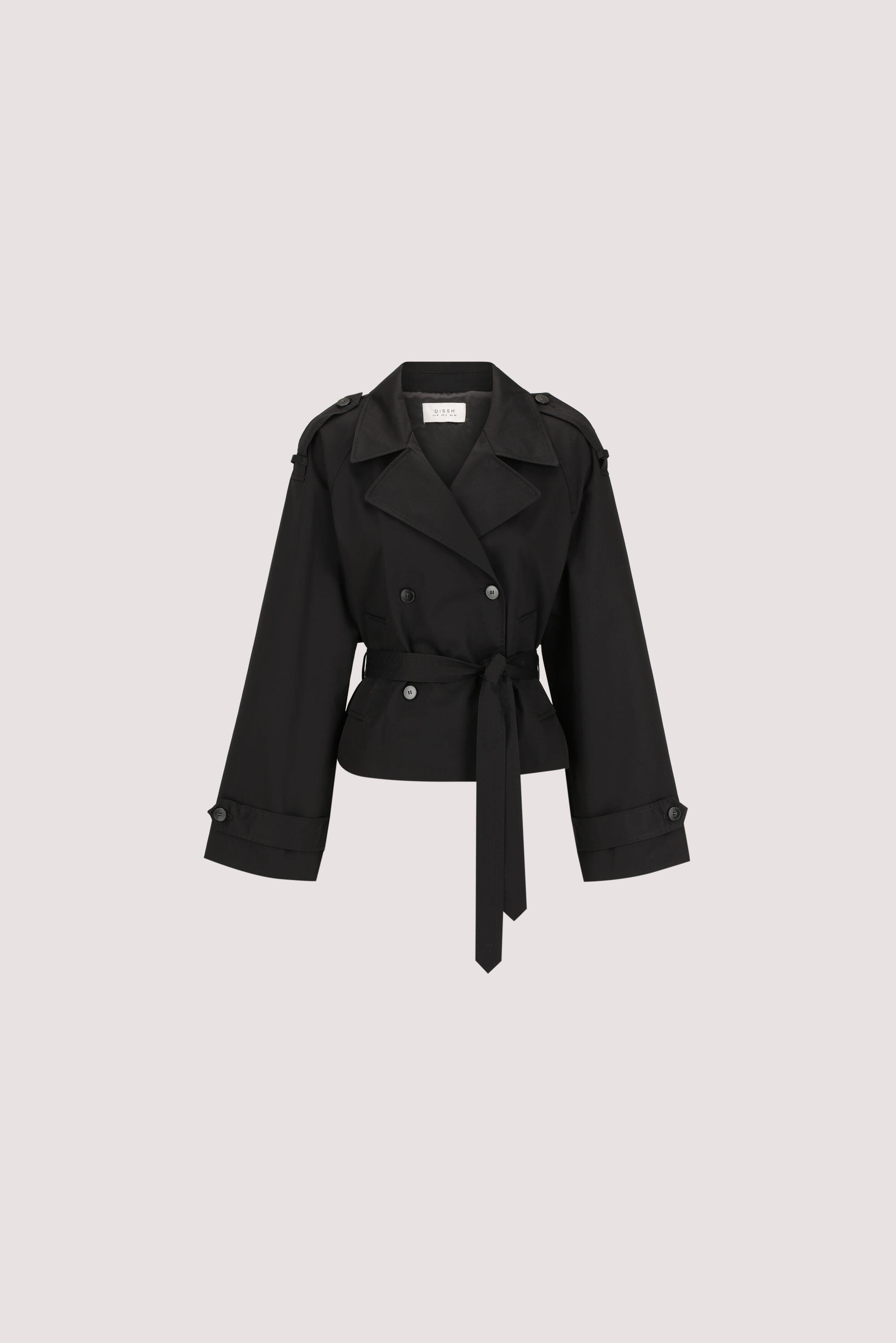 GABRIEL BLACK CROPPED TRENCH COAT