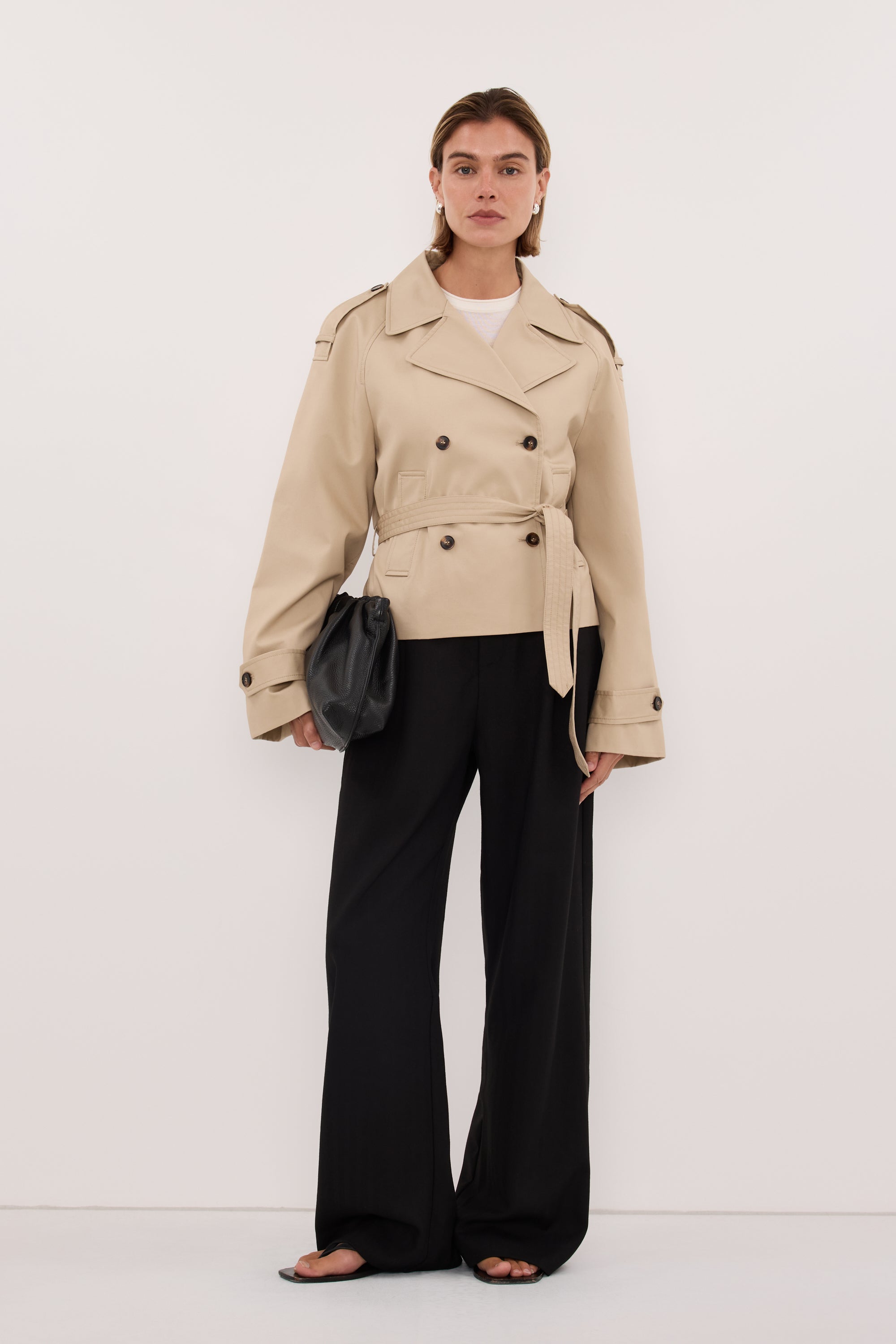 GABRIEL NATURAL CROPPED TRENCH COAT