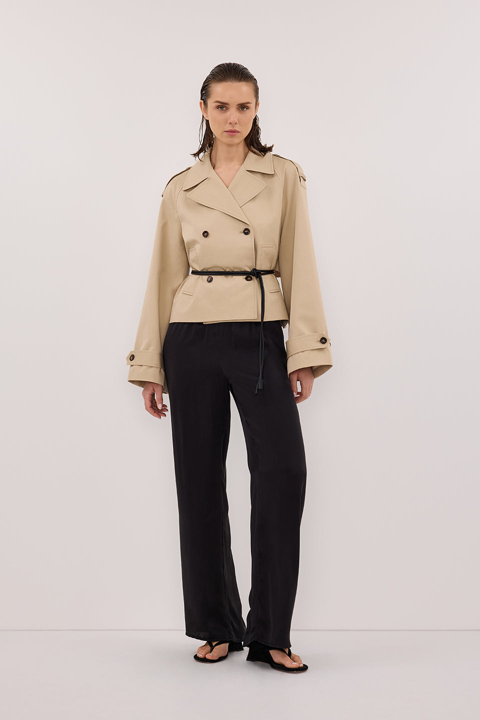 GABRIEL NATURAL CROPPED TRENCH COAT Clothing DISSH Boutiques 