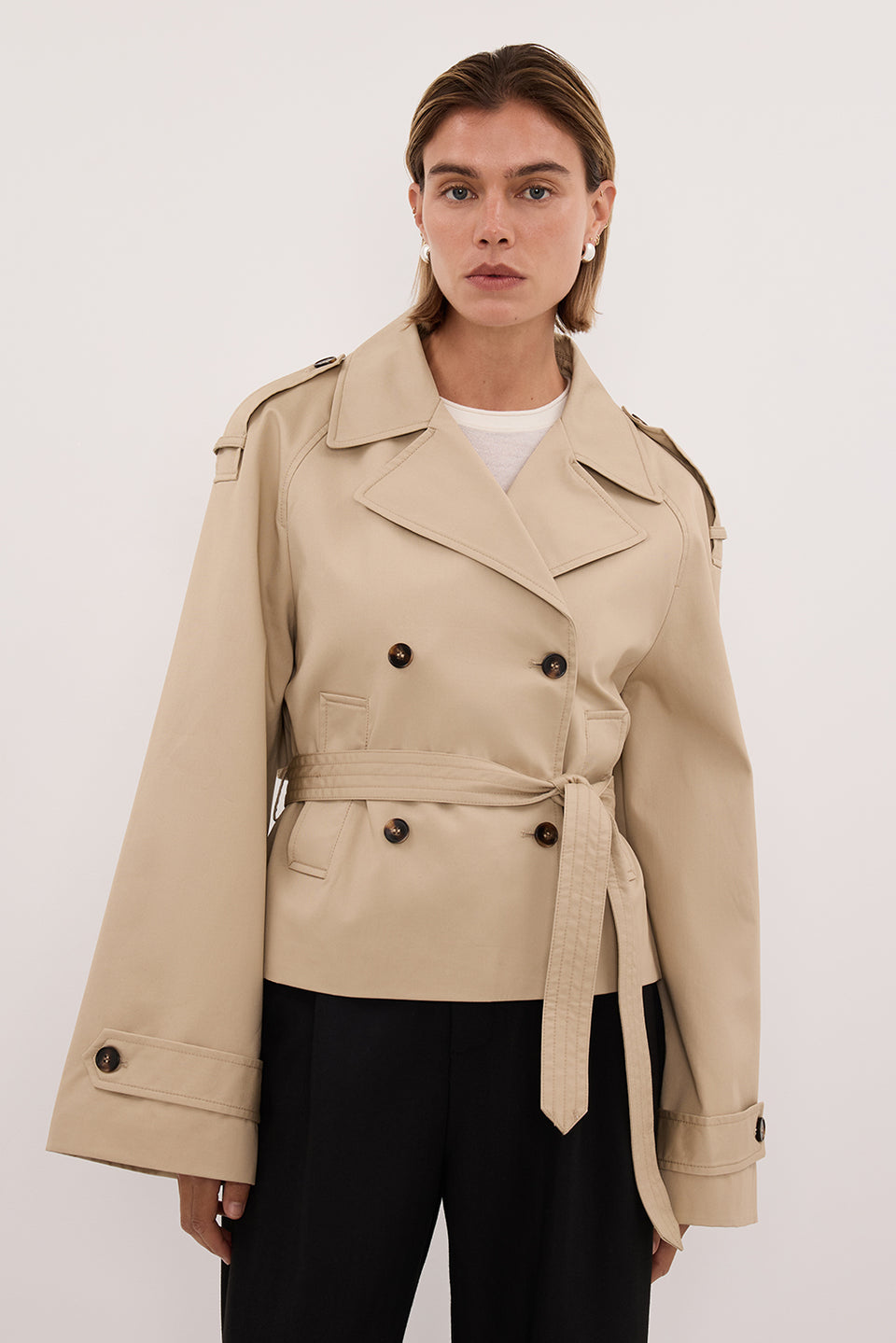 GABRIEL NATURAL CROPPED TRENCH COAT