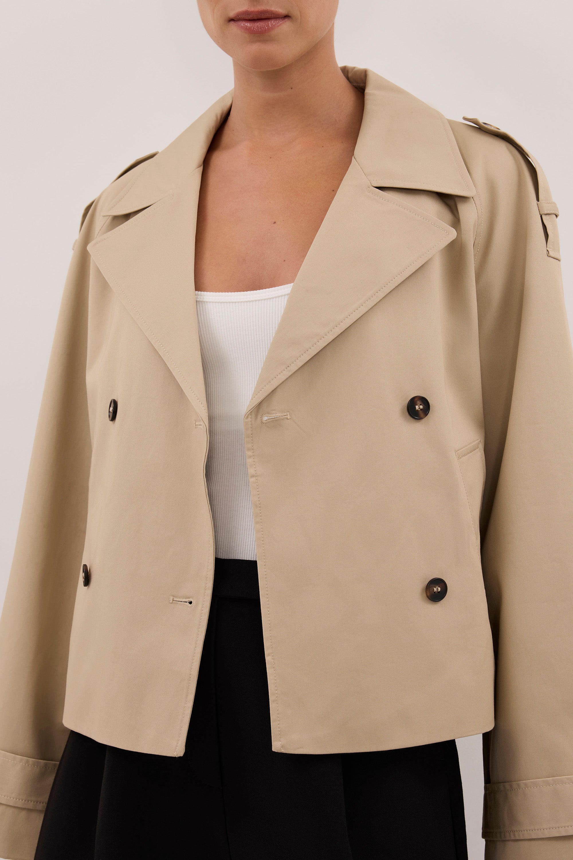 GABRIEL NATURAL CROPPED TRENCH COAT