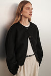 JACLYN BLACK CROPPED WOOL BLEND COAT