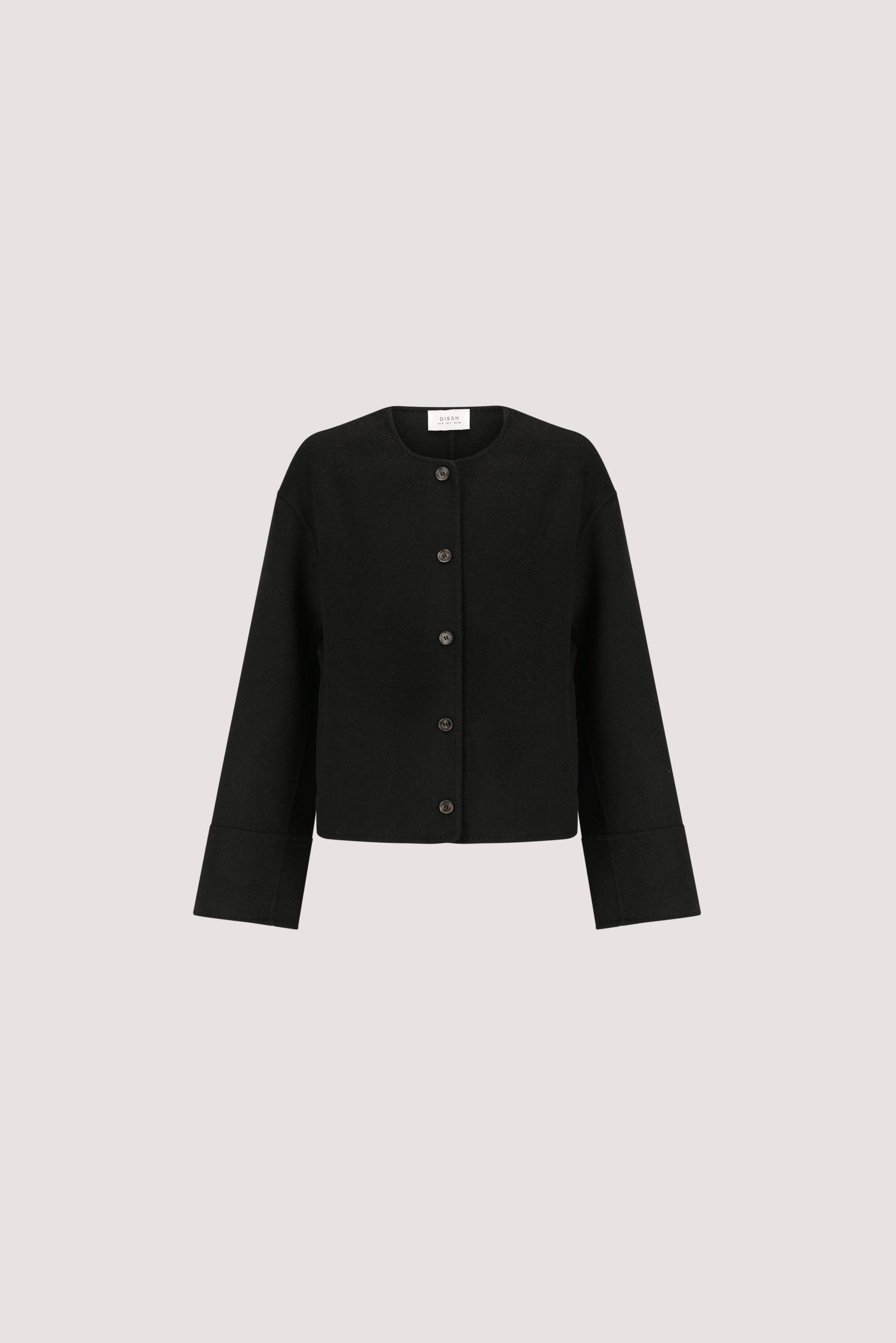 JACLYN BLACK CROPPED WOOL BLEND COAT