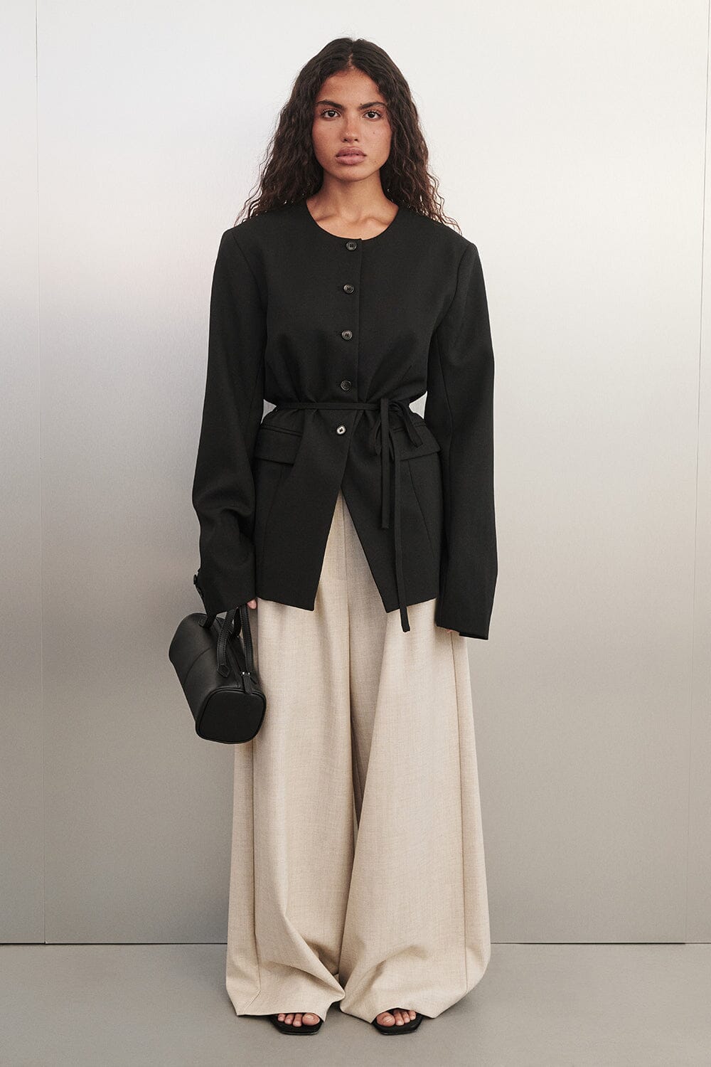 CYRUS BLACK COLLARLESS BLAZER
