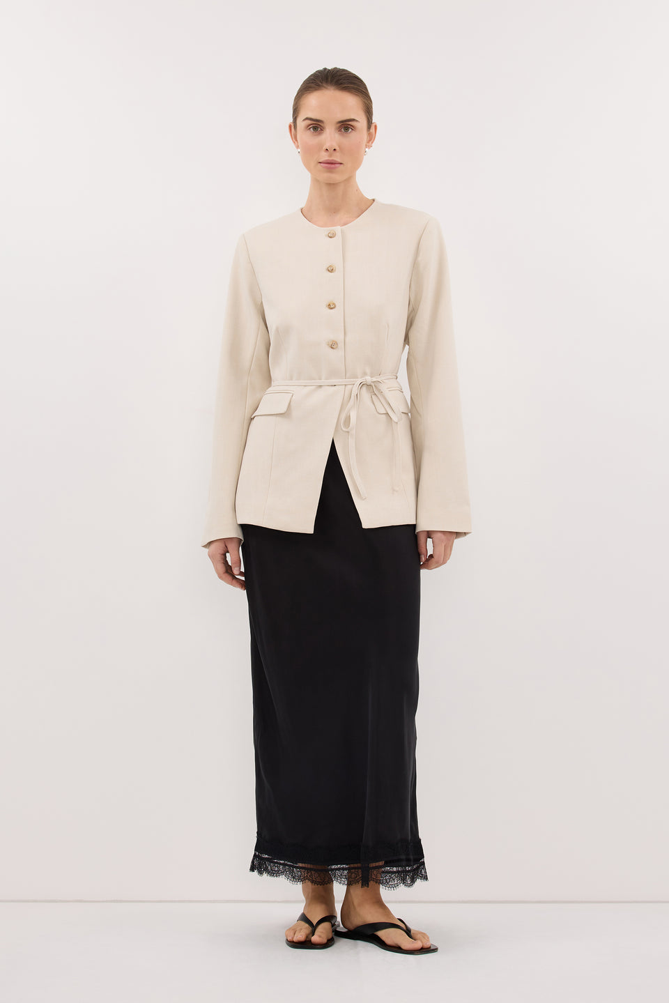 CYRUS BONE COLLARLESS BLAZER