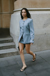 PEYTON DUSTY BLUE COLLARLESS BLAZER - PRE ORDER