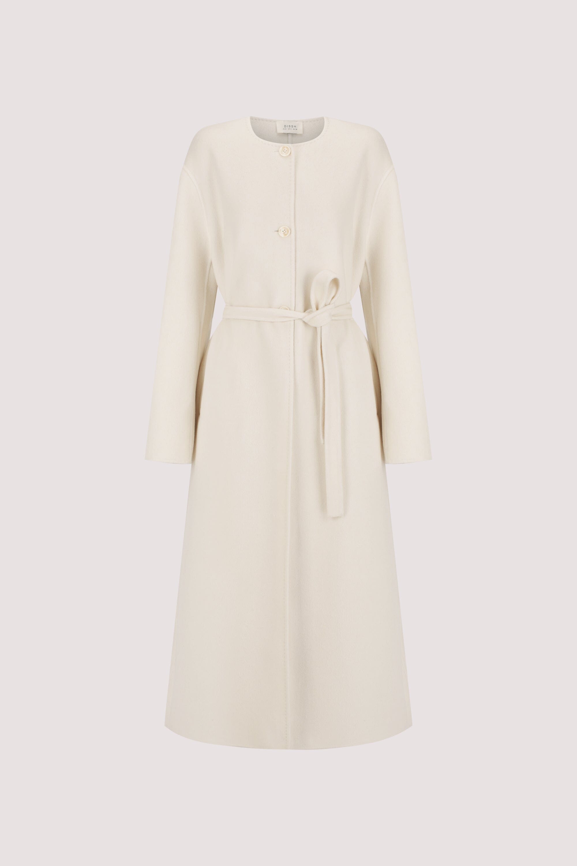 GRETA OFF WHITE COLLARLESS WOOL BLEND COAT