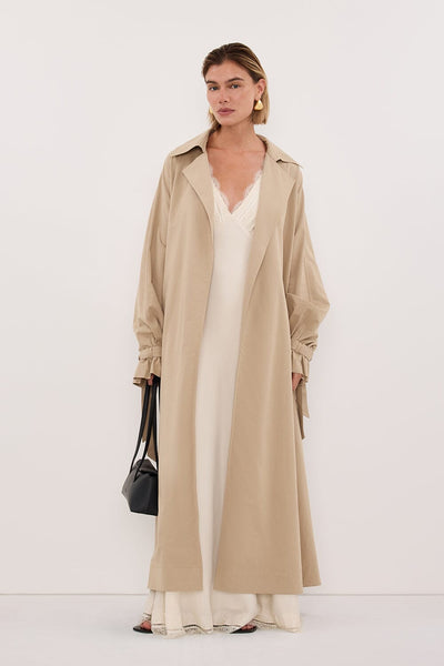Joanna wearing NINA STONE LIGHTWEIGHT TRENCH COAT