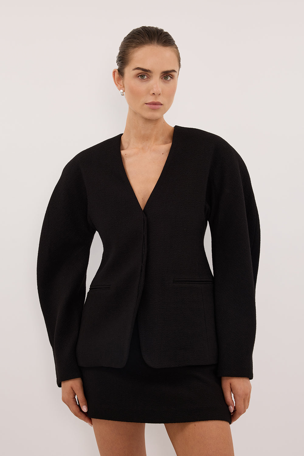 BOBBI BLACK BOUCLE COCOON BLAZER