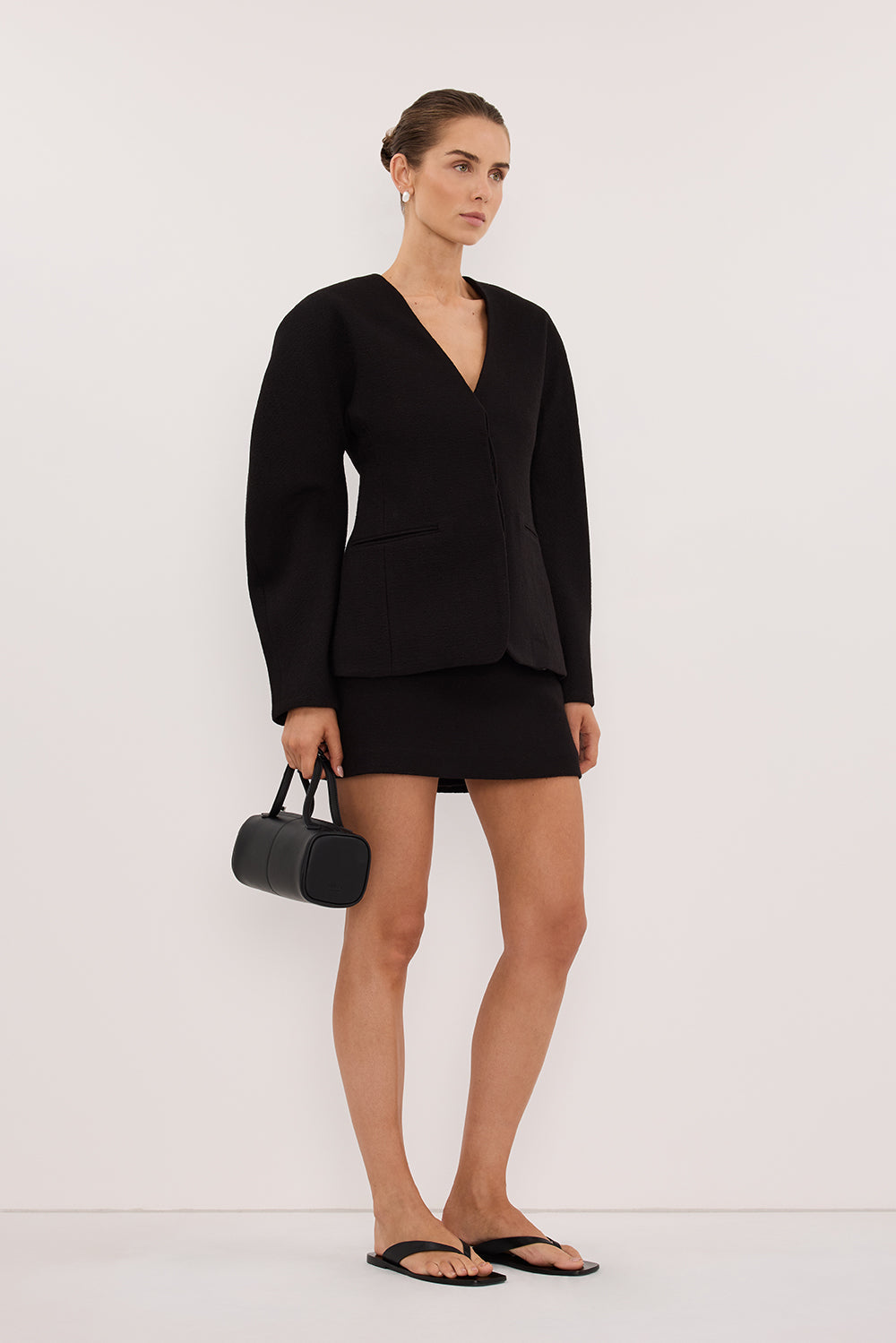 BOBBI BLACK BOUCLE COCOON BLAZER