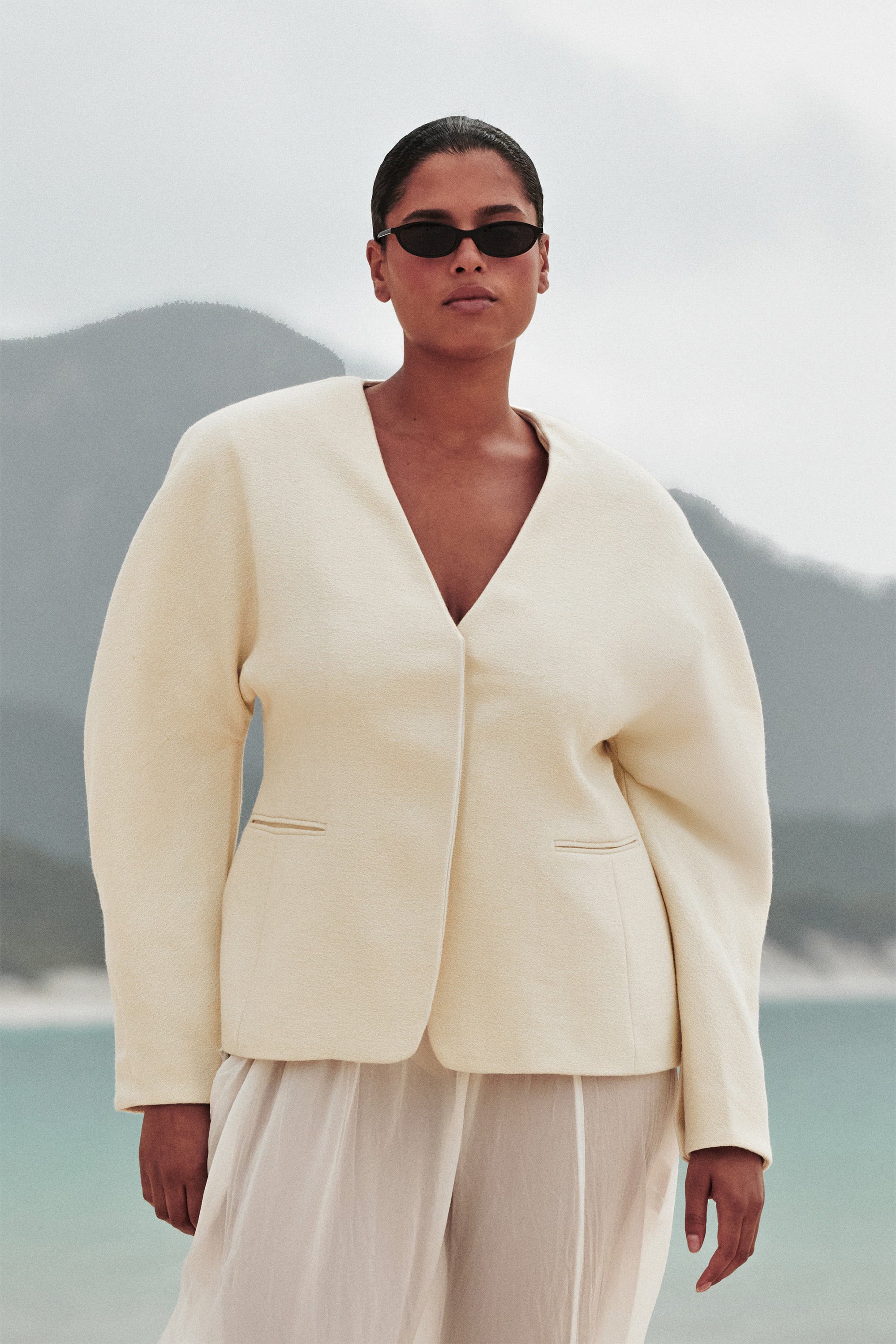 BOBBI CREAM BOUCLE COCOON BLAZER