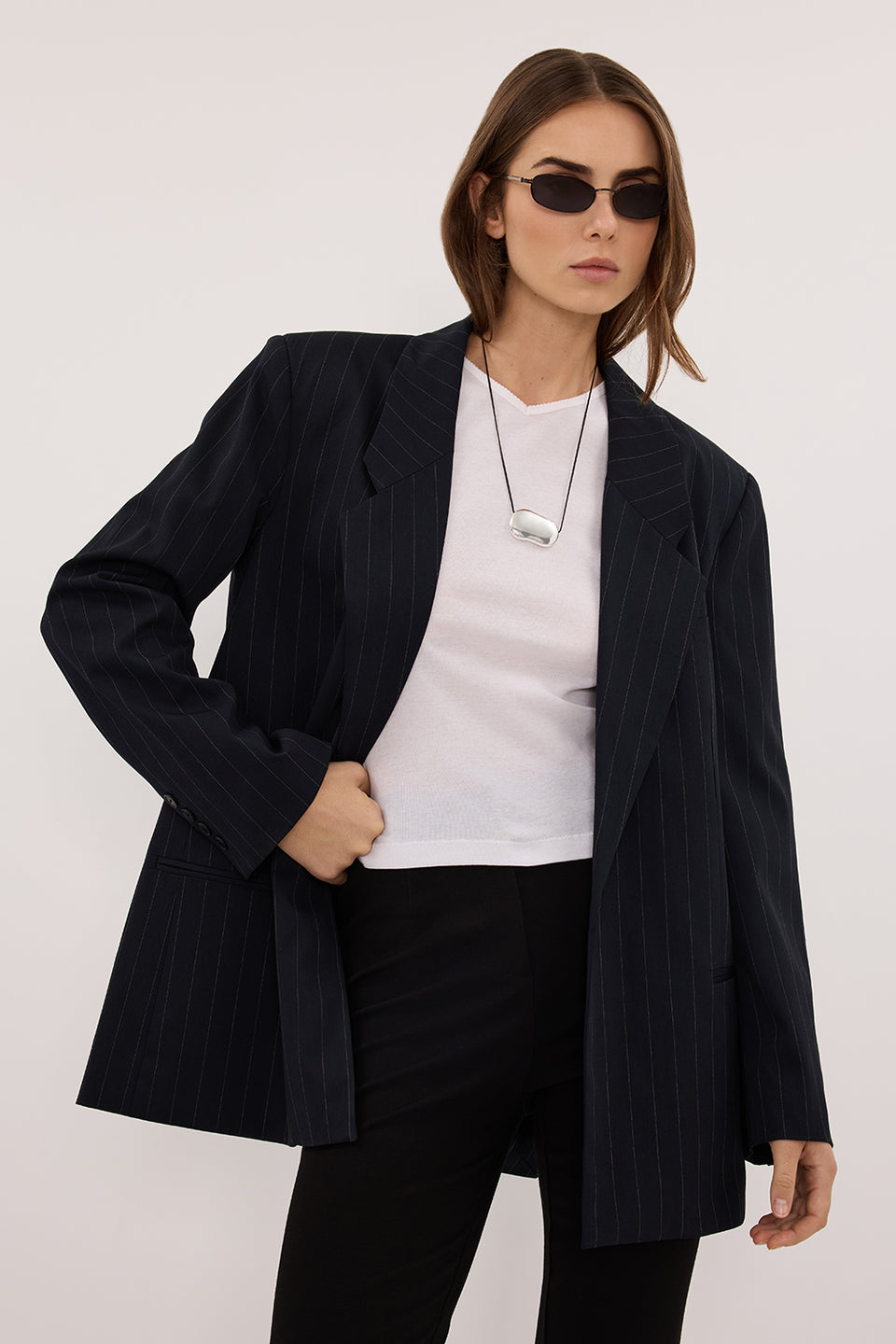 SIAN INK PINSTRIPE OVERSIZED BLAZER