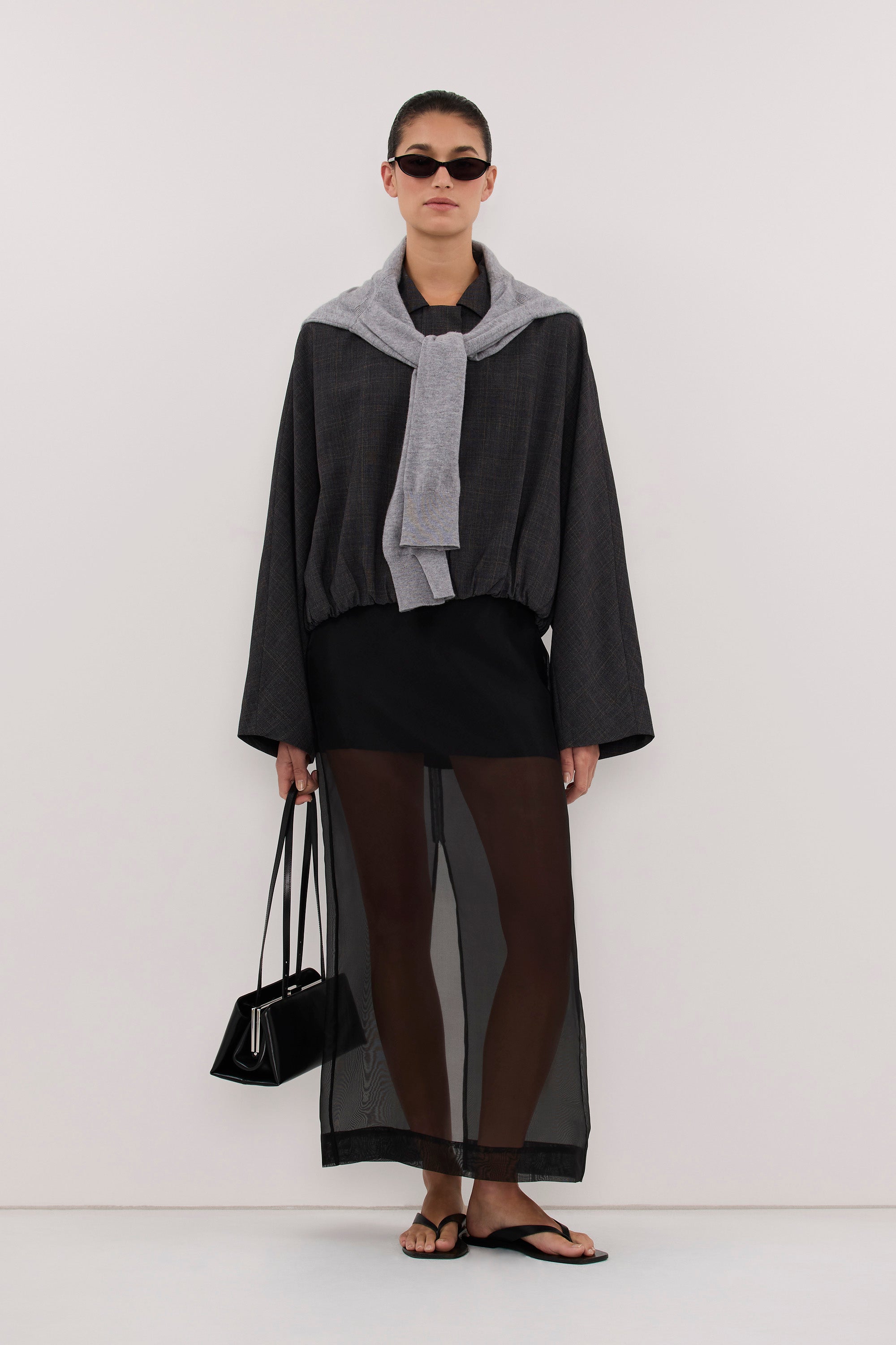 MARCO GREY PLAID BOMBER JACKET