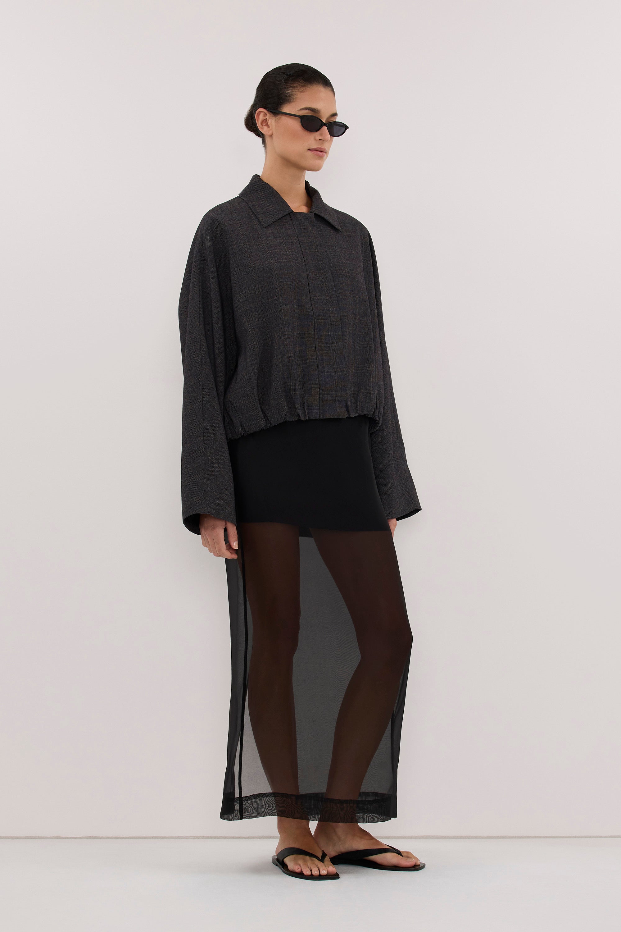MARCO GREY PLAID BOMBER JACKET