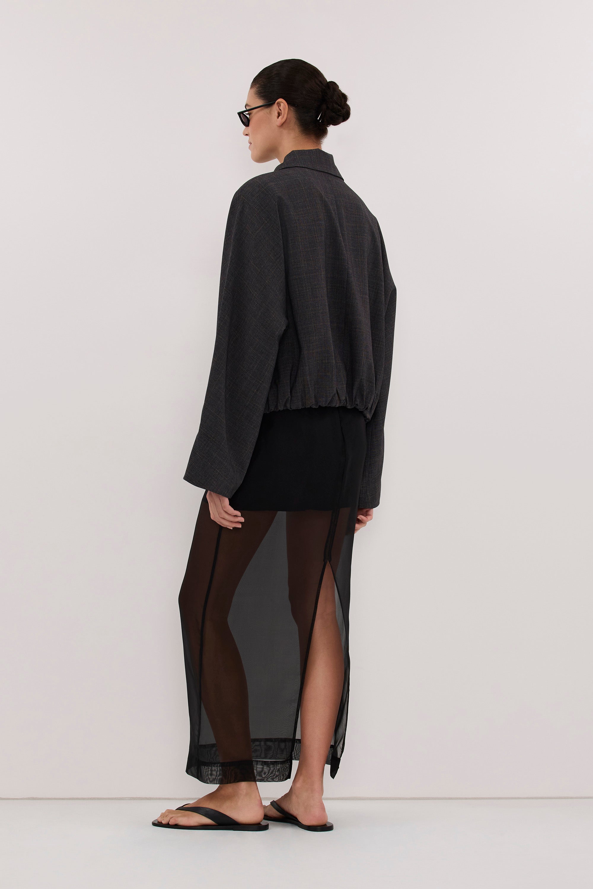MARCO GREY PLAID BOMBER JACKET