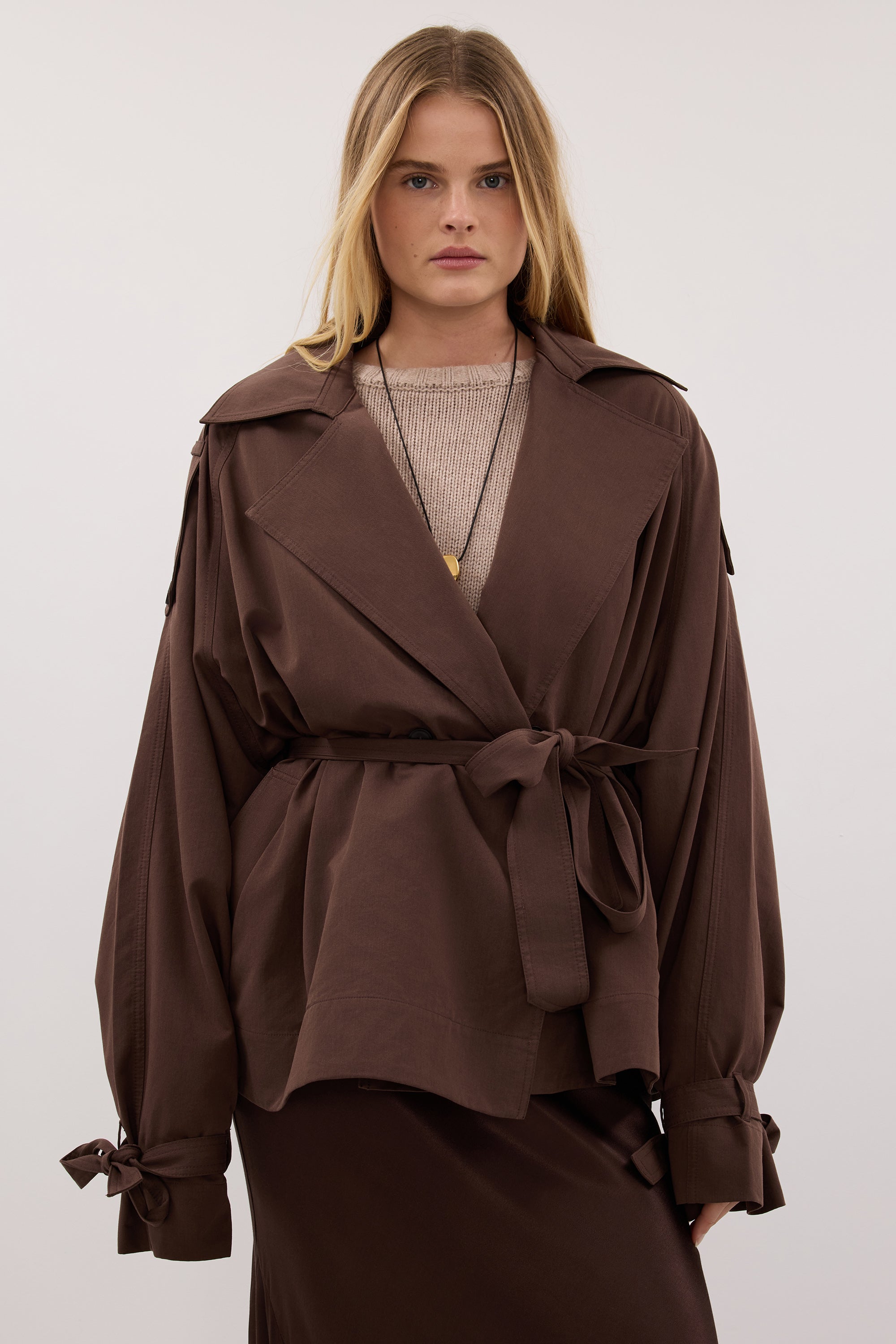 NINA MILK CHOC LIGHTWEIGHT MINI TRENCH