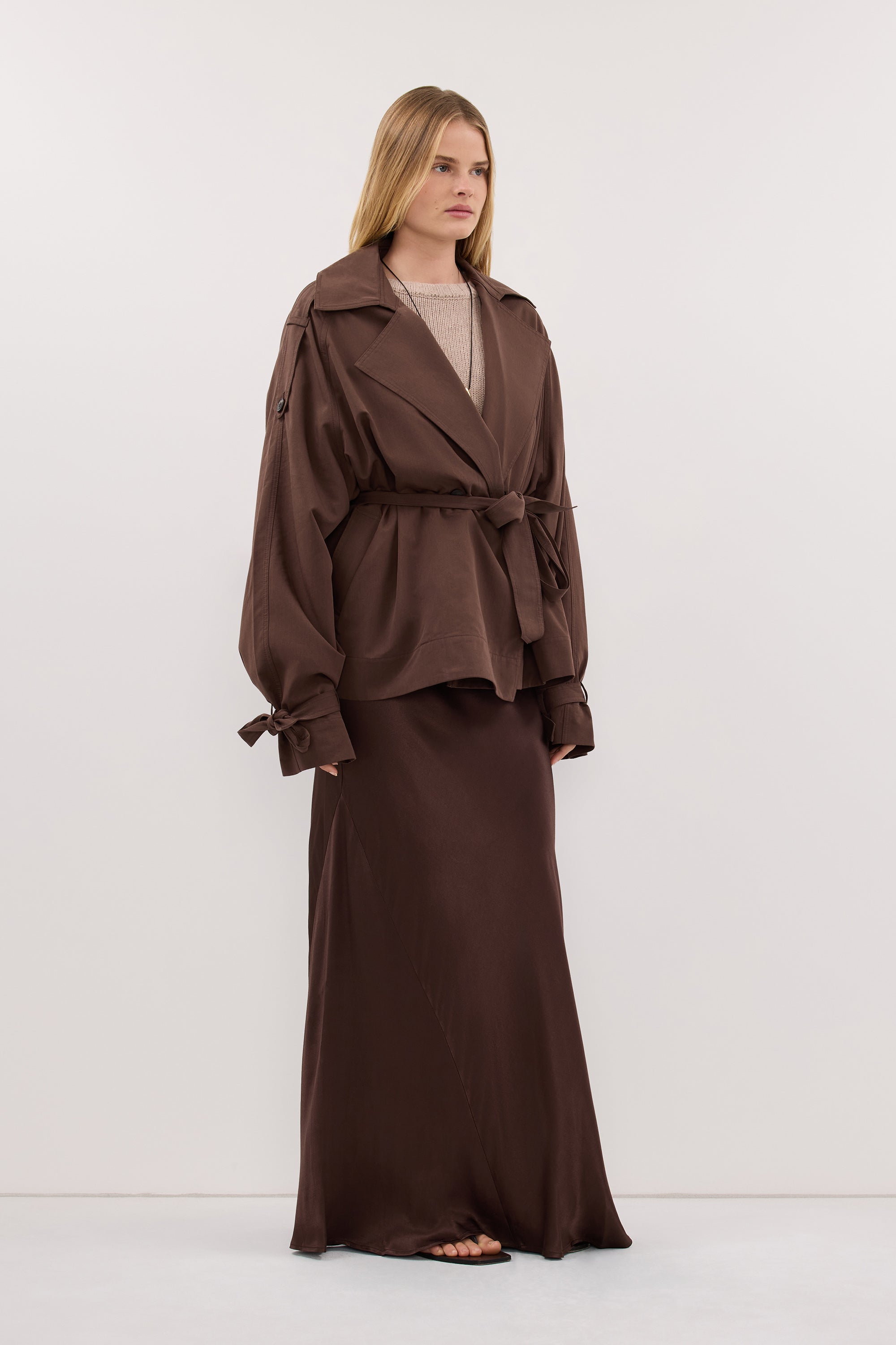 NINA MILK CHOC LIGHTWEIGHT MINI TRENCH