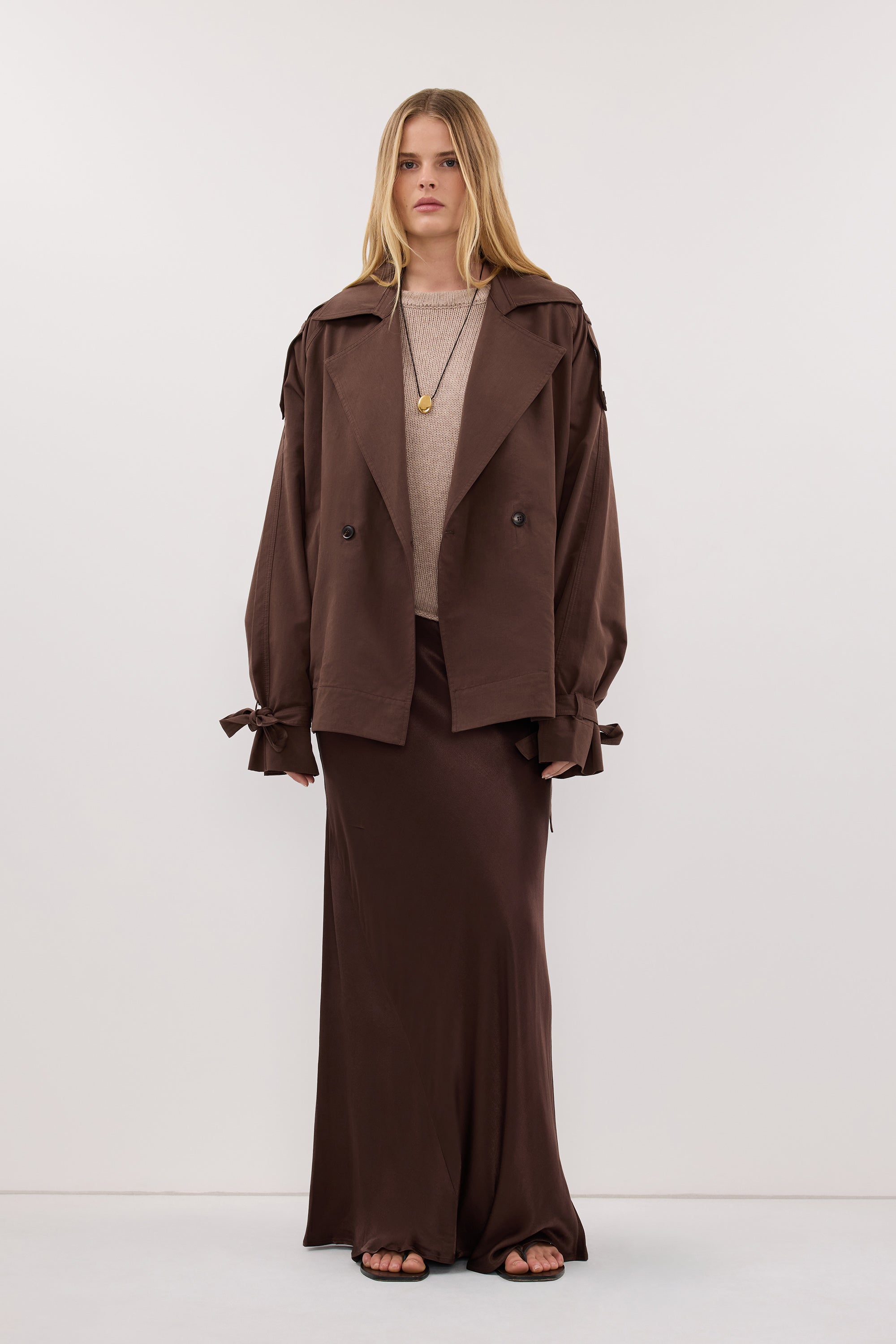 NINA MILK CHOC LIGHTWEIGHT MINI TRENCH