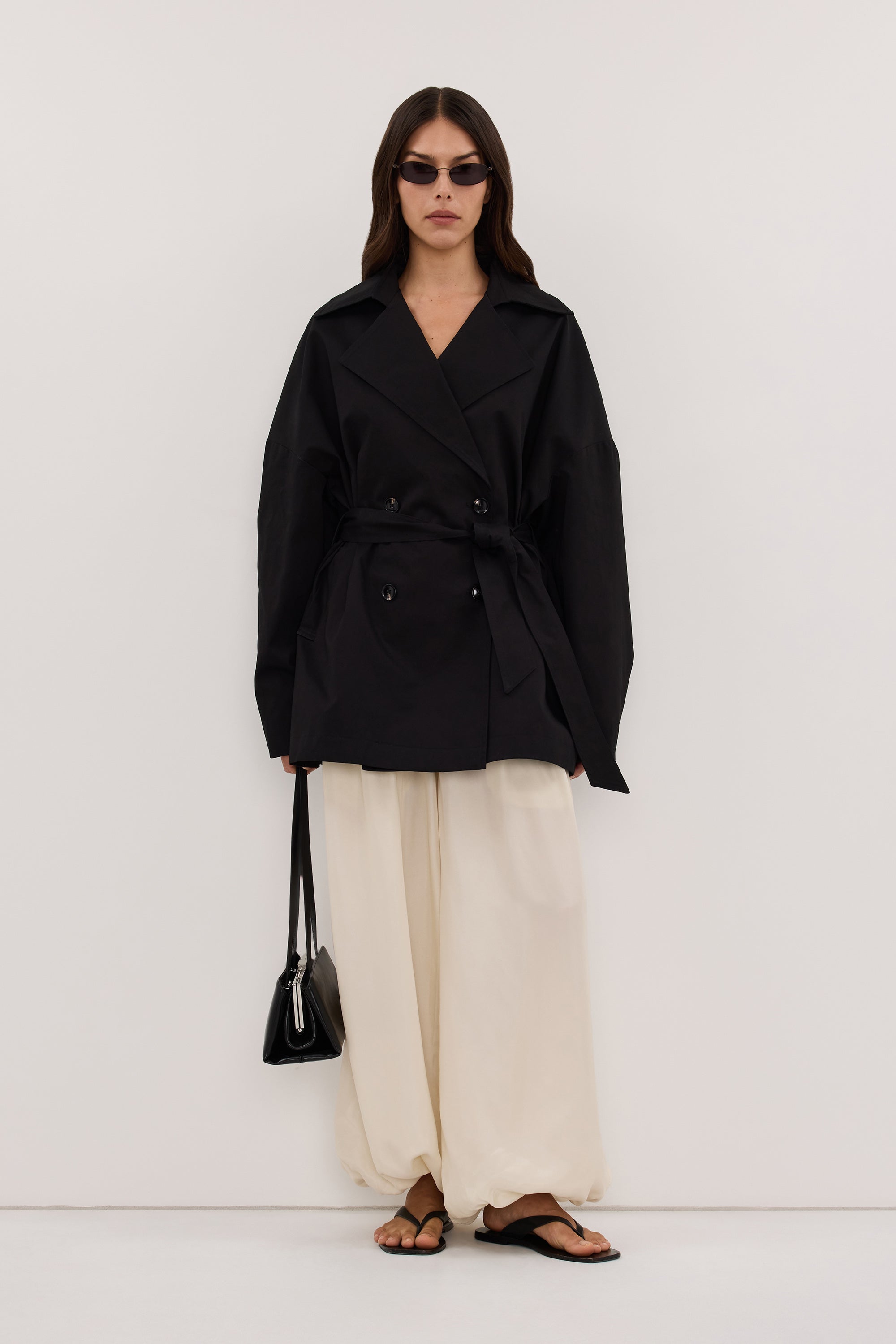 CAMERON BLACK MID LENGTH TRENCH COAT