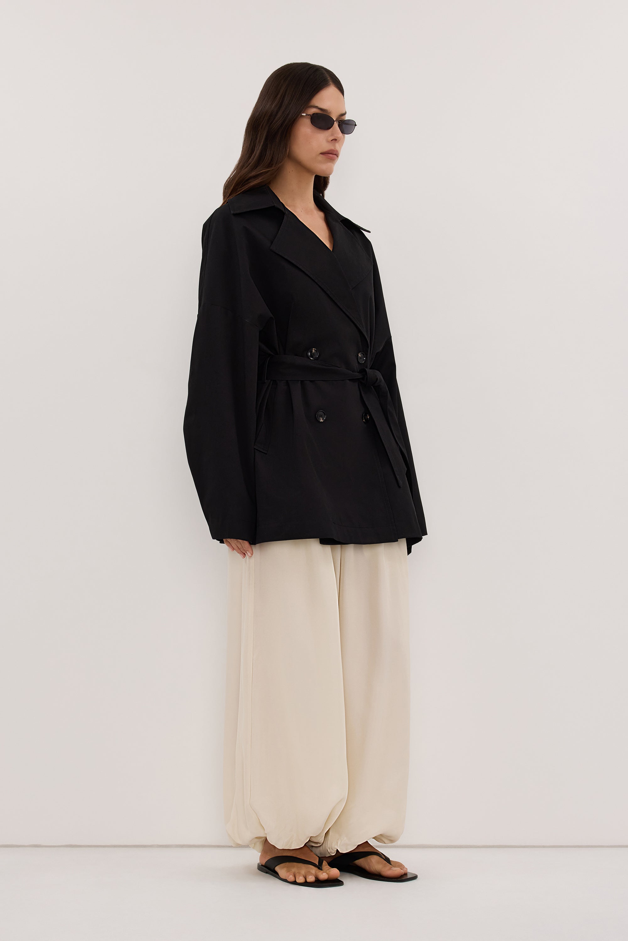 CAMERON BLACK MID LENGTH TRENCH COAT
