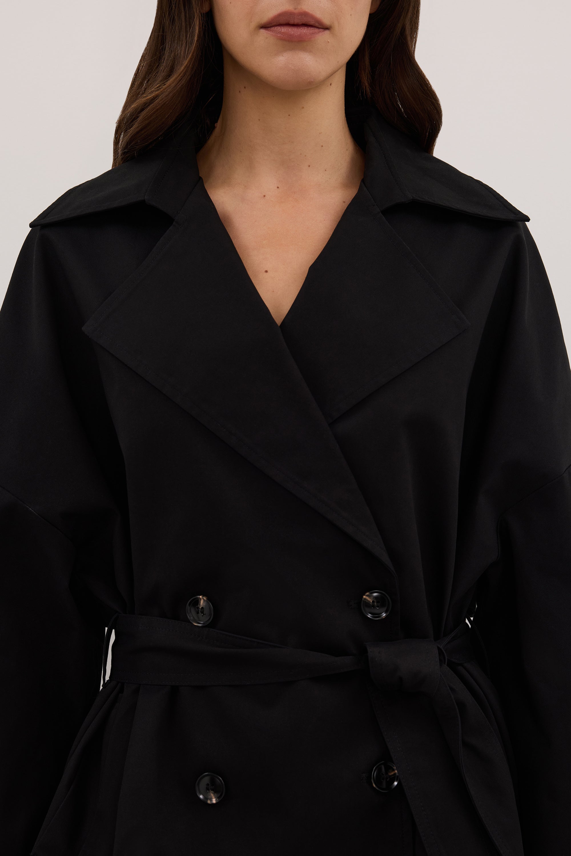 CAMERON BLACK MID LENGTH TRENCH COAT