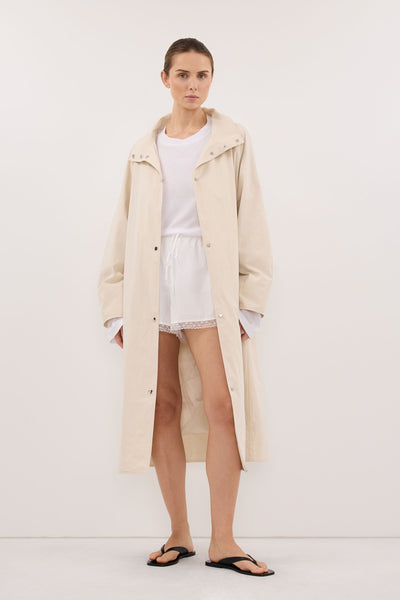 Stas wearing MARIS OYSTER LIGHTWEIGHT TRENCH COAT