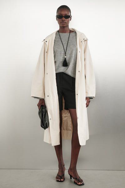 Stas wearing MARIS OYSTER LIGHTWEIGHT TRENCH COAT