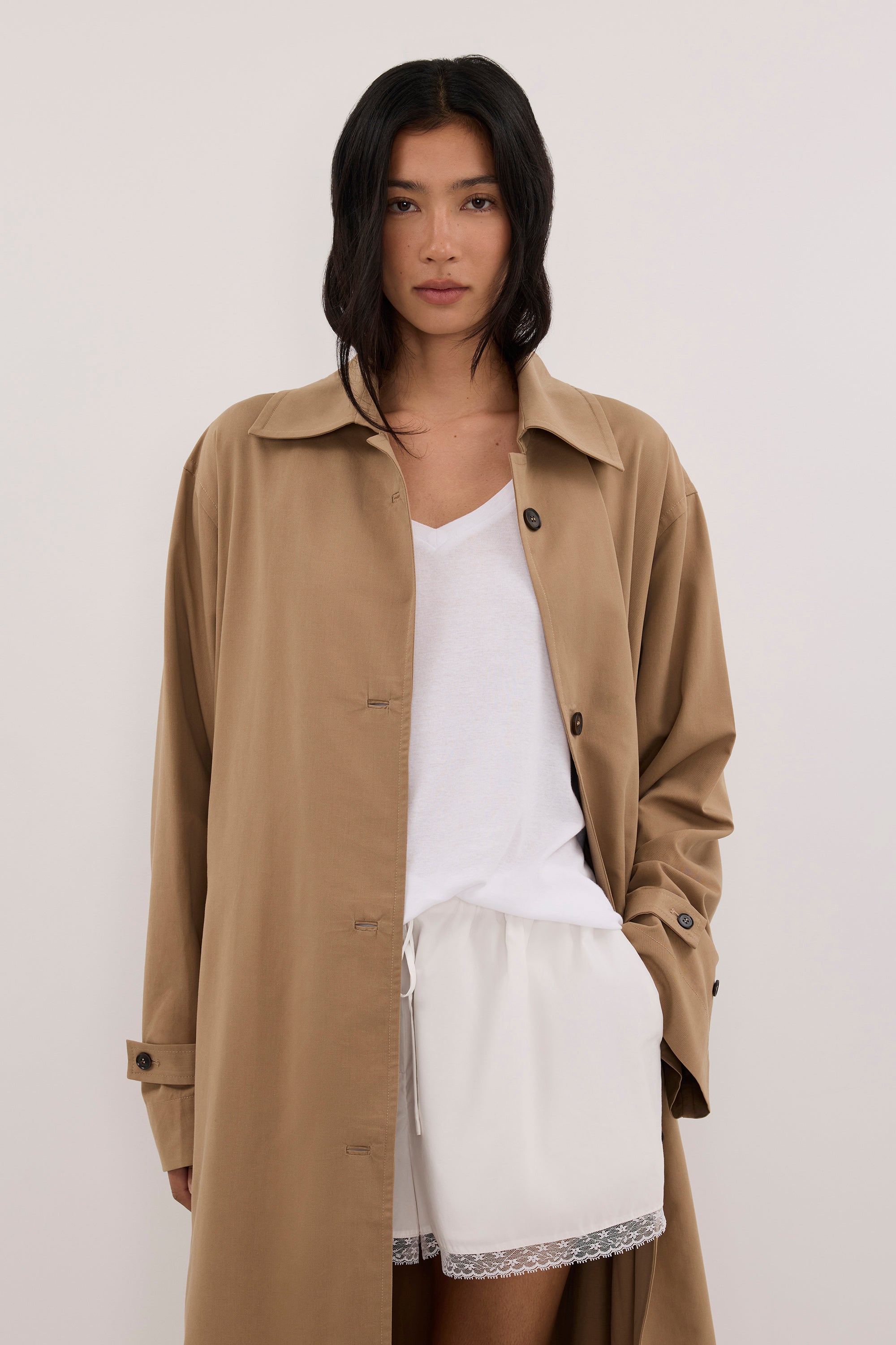 KAELA TAN LIGHTWEIGHT TRENCH COAT