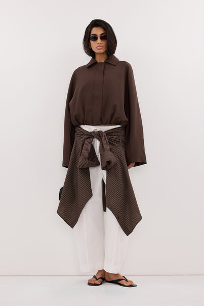 Anaya  wearing KENDALL MILK CHOC BOMBER JACKET