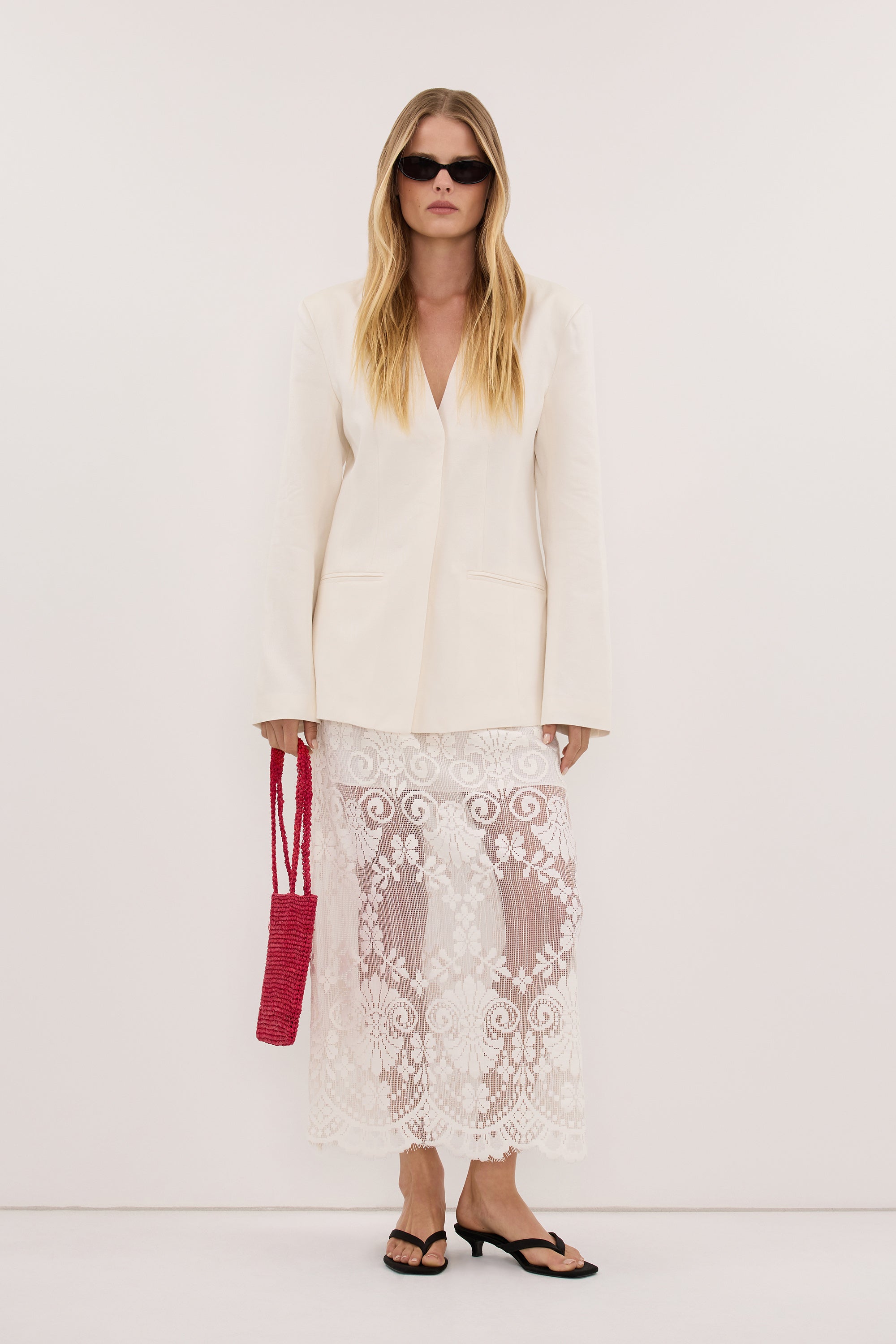 GIULIA IVORY COLLARLESS BLAZER