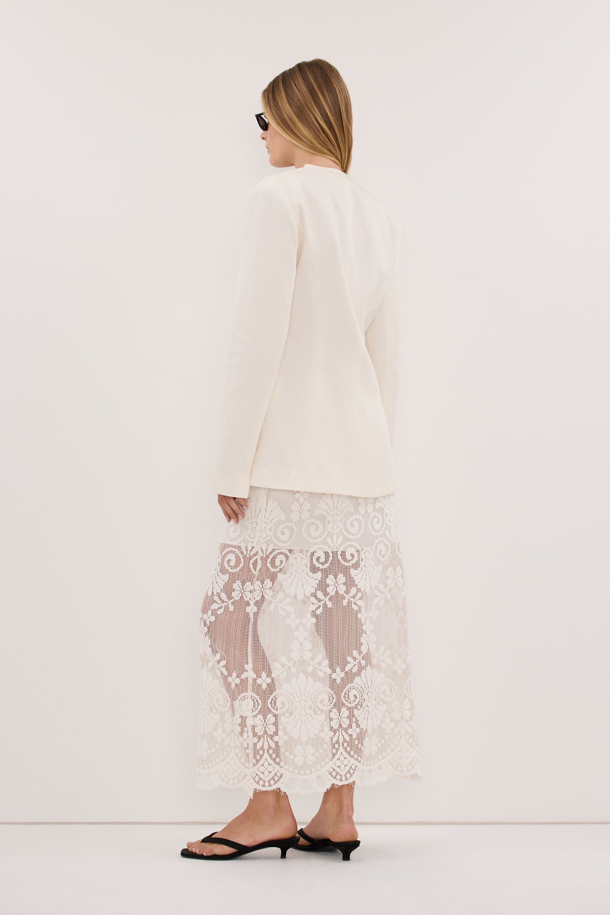 GIULIA IVORY COLLARLESS BLAZER