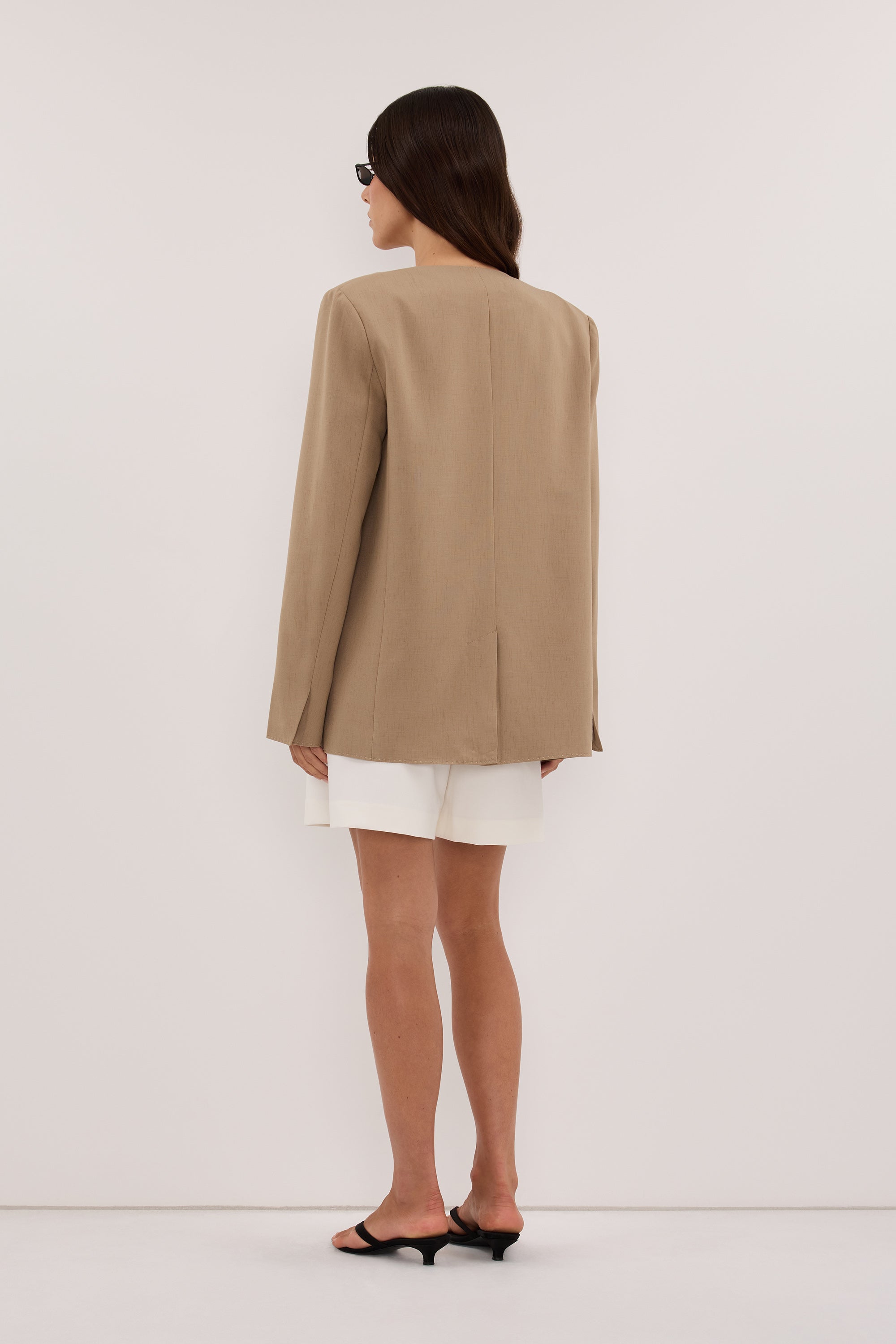 HALINA WHEAT COLLARLESS BLAZER