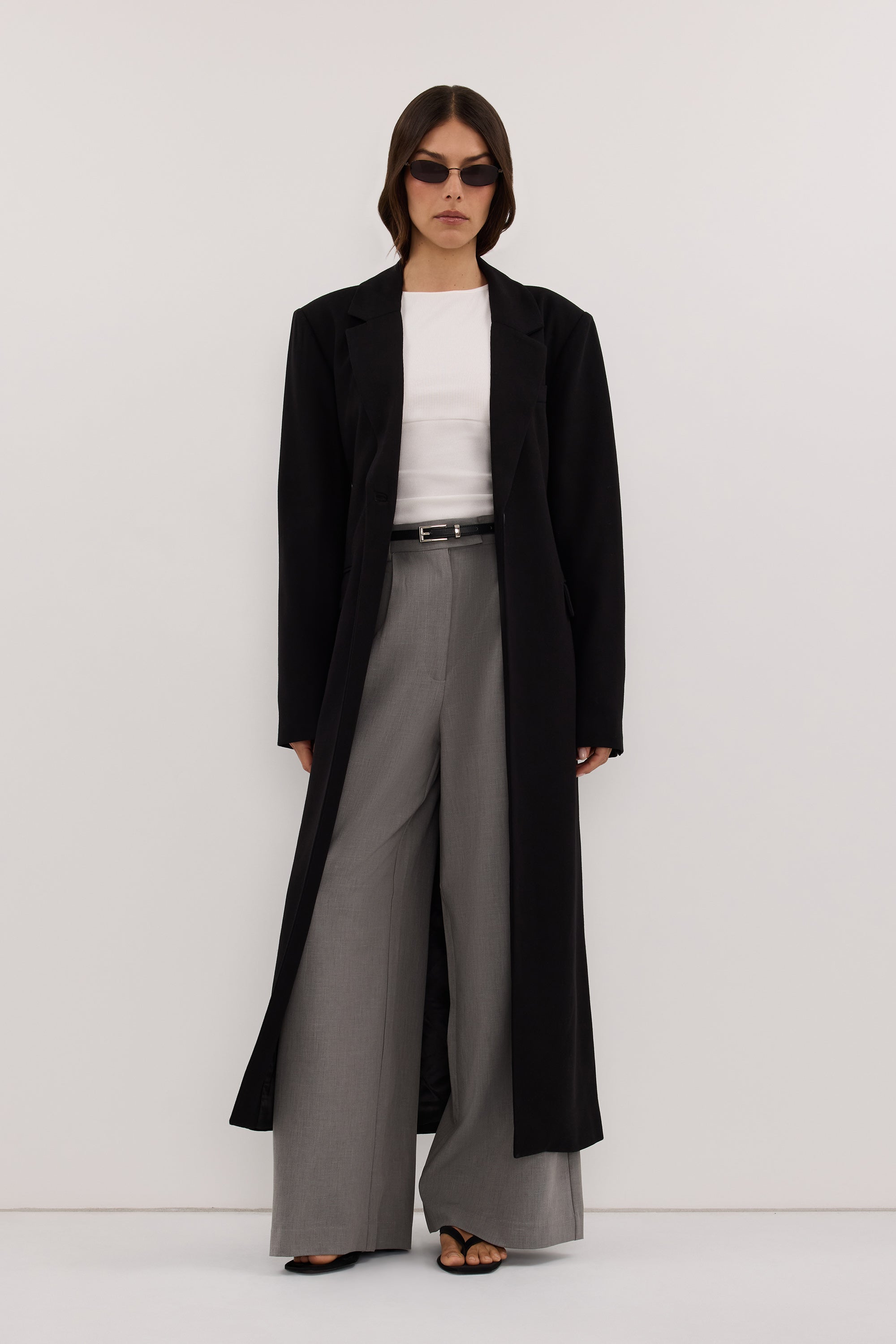 VIDA BLACK LONGLINE BLAZER COAT