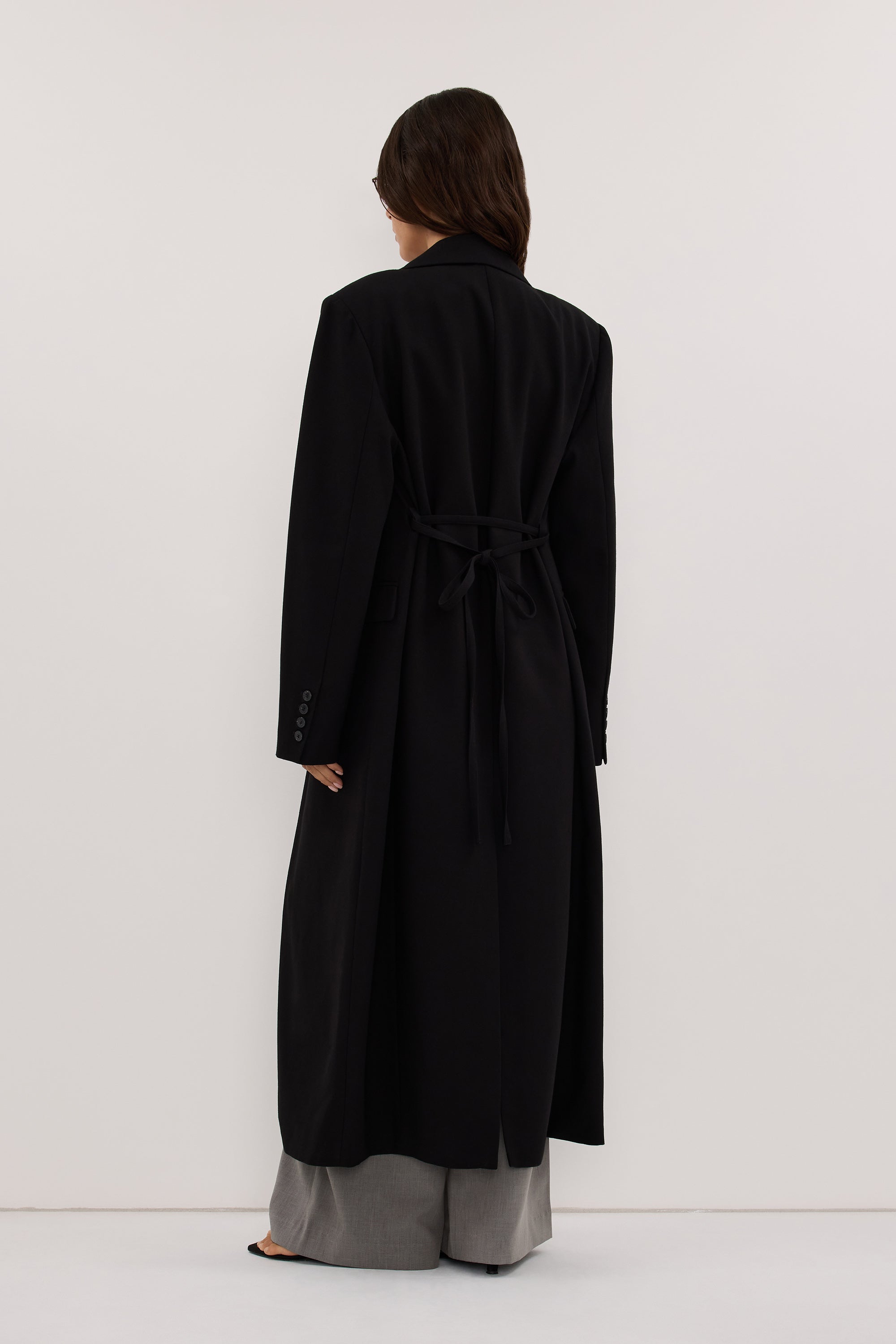 VIDA BLACK LONGLINE BLAZER COAT