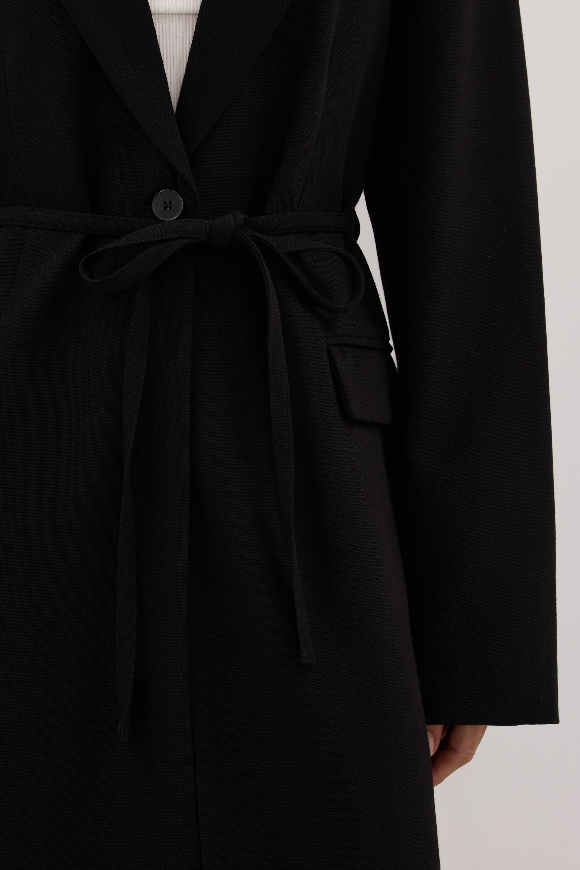 VIDA BLACK LONGLINE BLAZER COAT