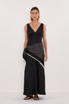 ADRIENNE BLACK SILK PRINT SCARF