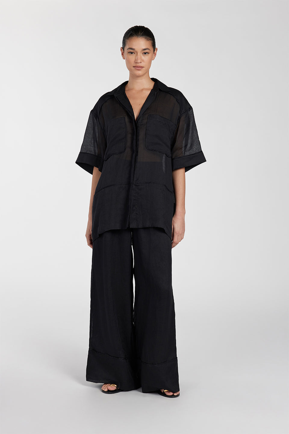 KAI BLACK RAMIE RESORT SHIRT Clothing DISSH Boutiques 