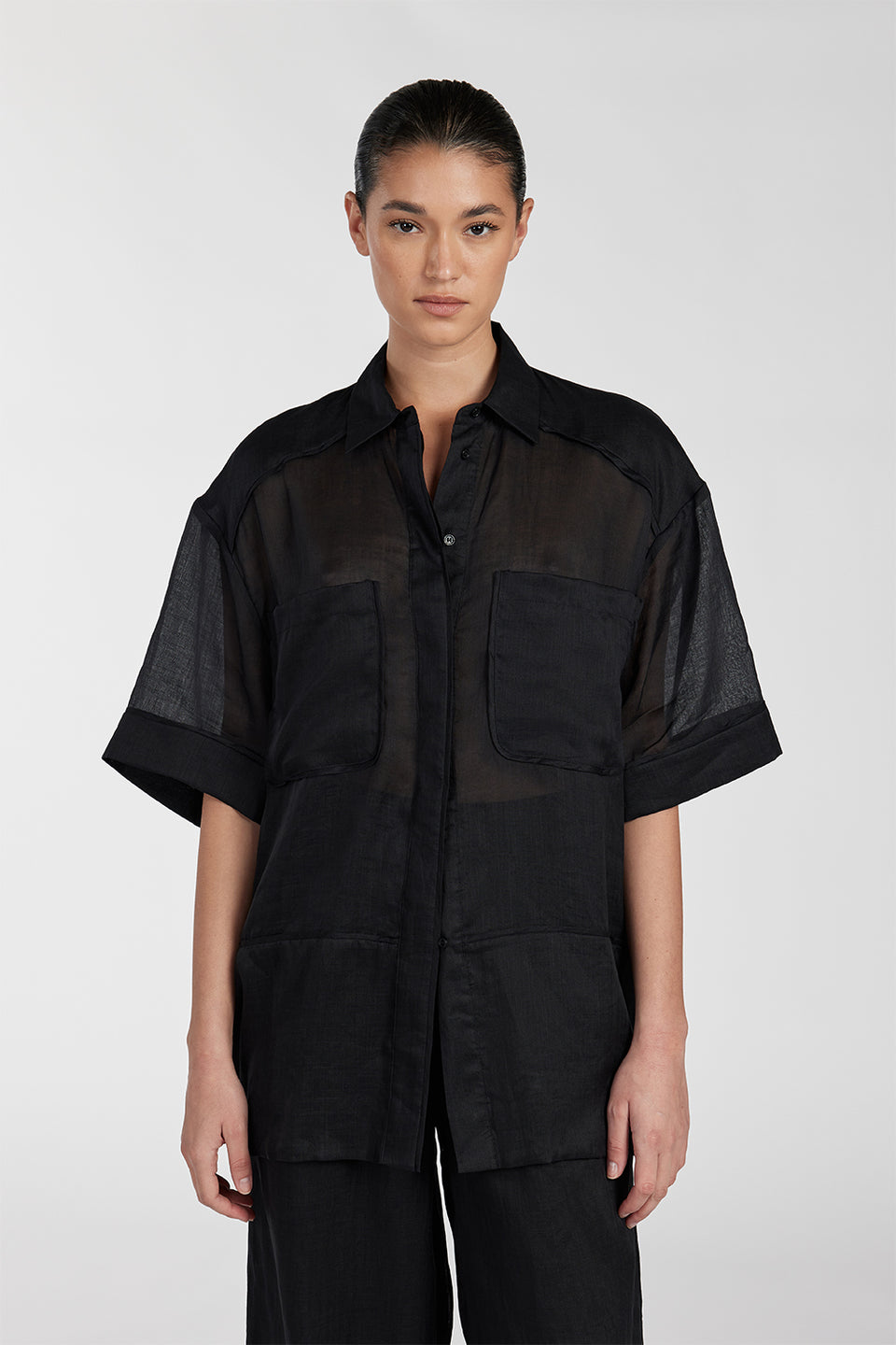 KAI BLACK RAMIE RESORT SHIRT Clothing DISSH Boutiques 