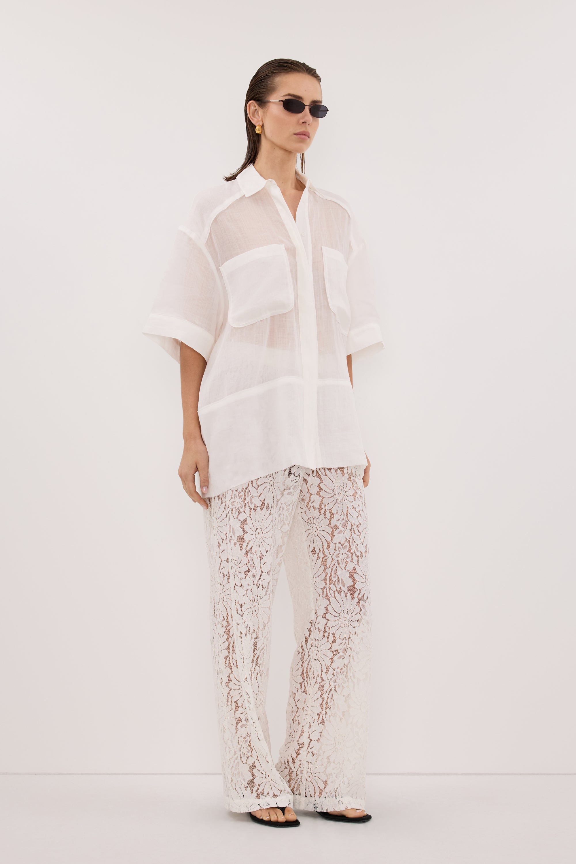 KAI WHITE RAMIE RESORT SHIRT