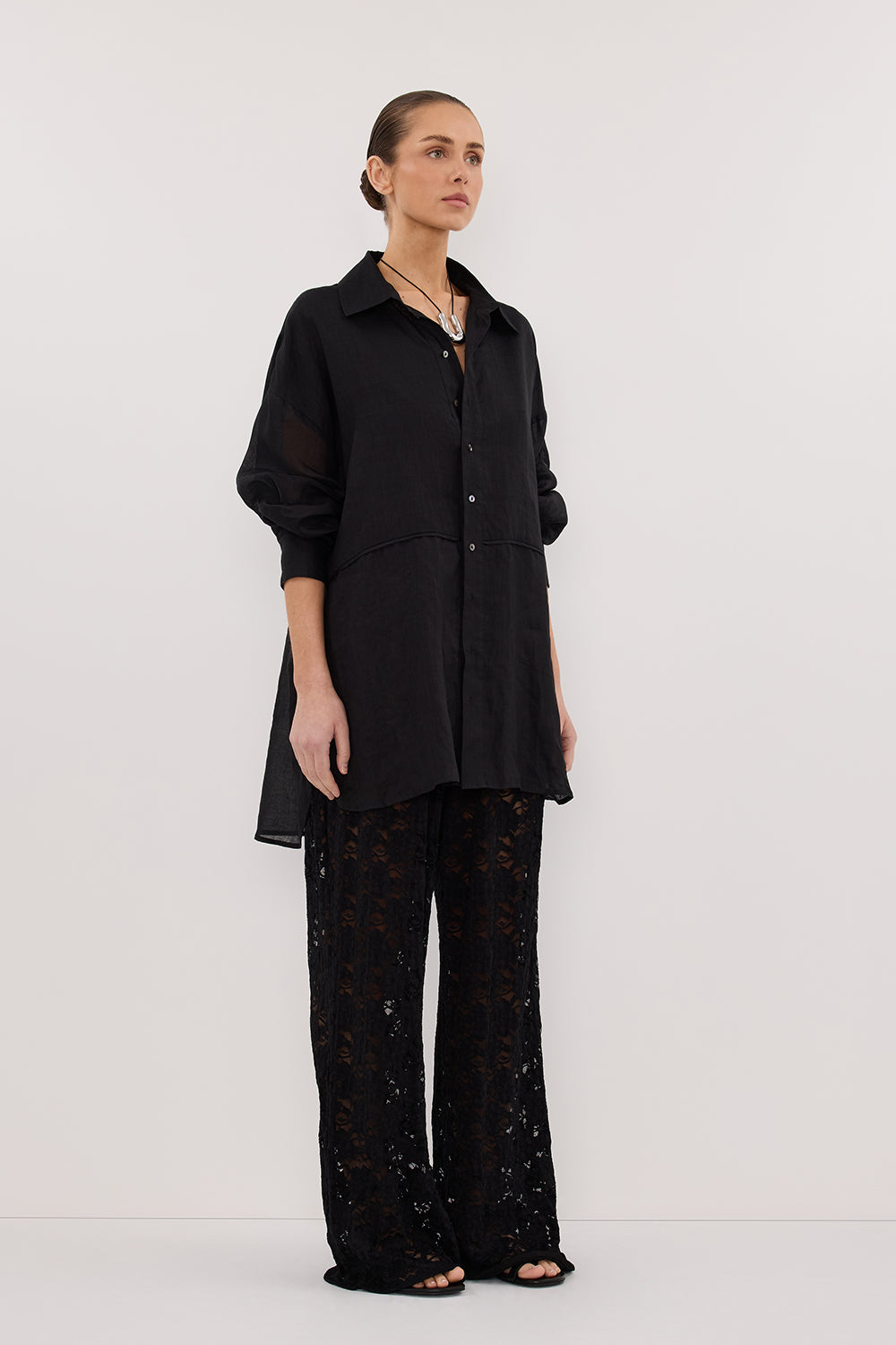 GIGI BLACK RAMIE SLEEVED SHIRT Clothing DISSH Boutiques 