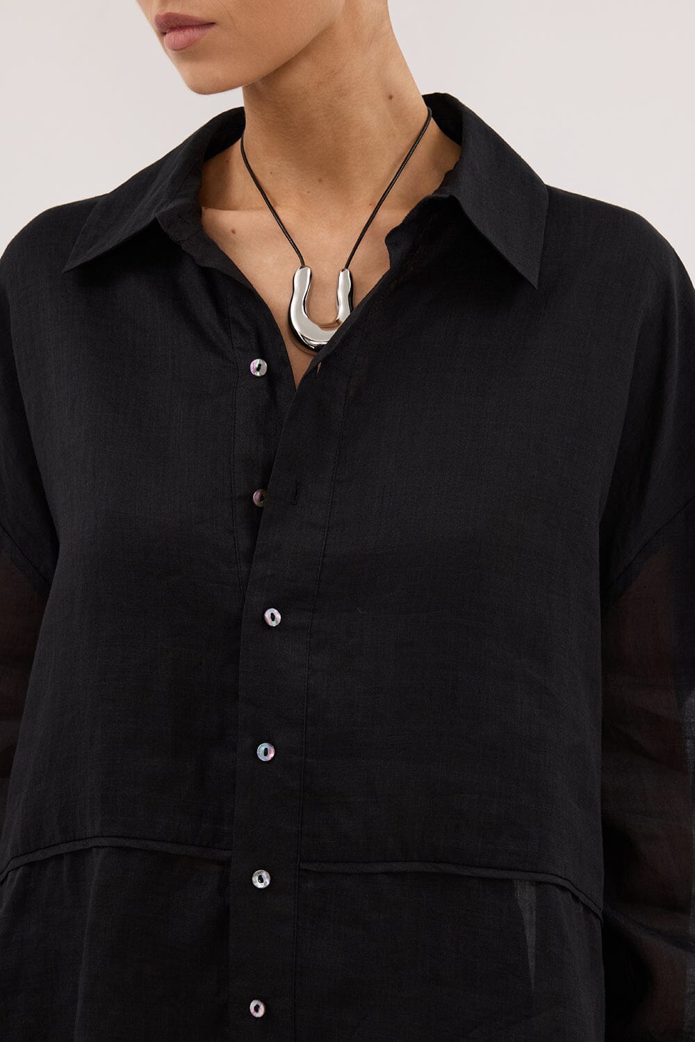 GIGI BLACK RAMIE LONG SLEEVE SHIRT Clothing DISSH Boutiques 