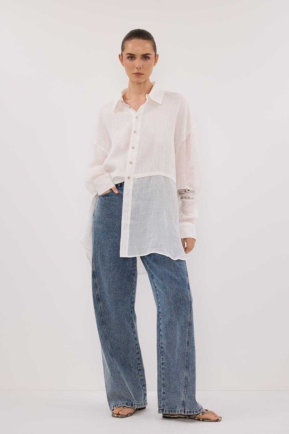 GIGI WHITE RAMIE SLEEVED SHIRT Clothing DISSH Boutiques 
