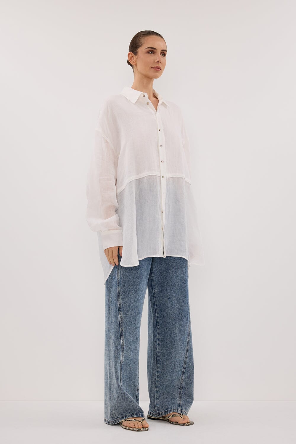 GIGI WHITE RAMIE SLEEVED SHIRT Clothing DISSH Boutiques 